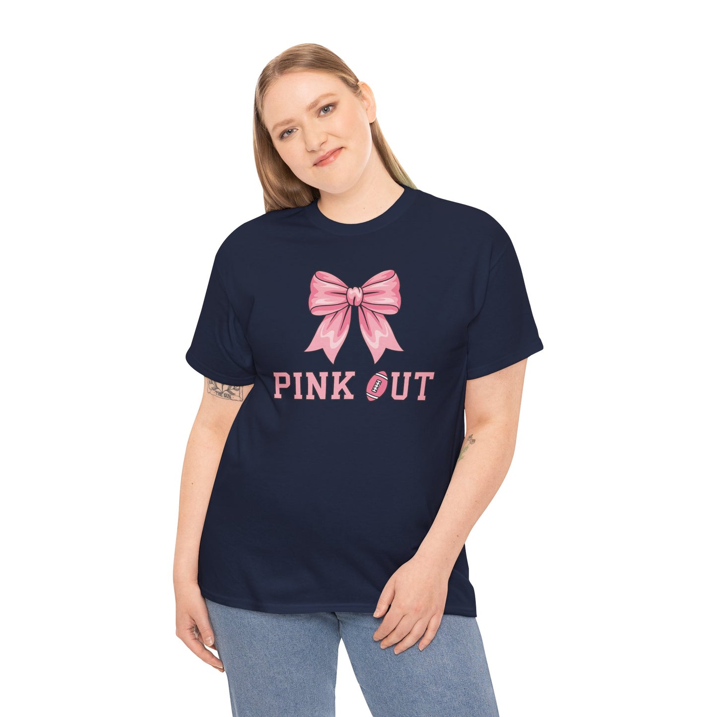 Pink Out Football Bow Preppy Breast Cancer Awareness Women T-Shirt