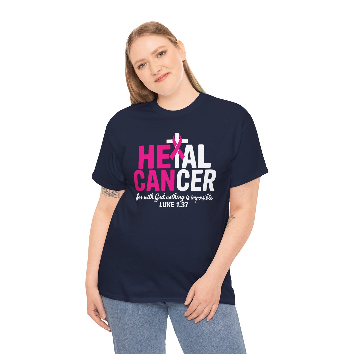 Heal Cancer Believe God Christian Breast Cancer Awareness T-Shirt