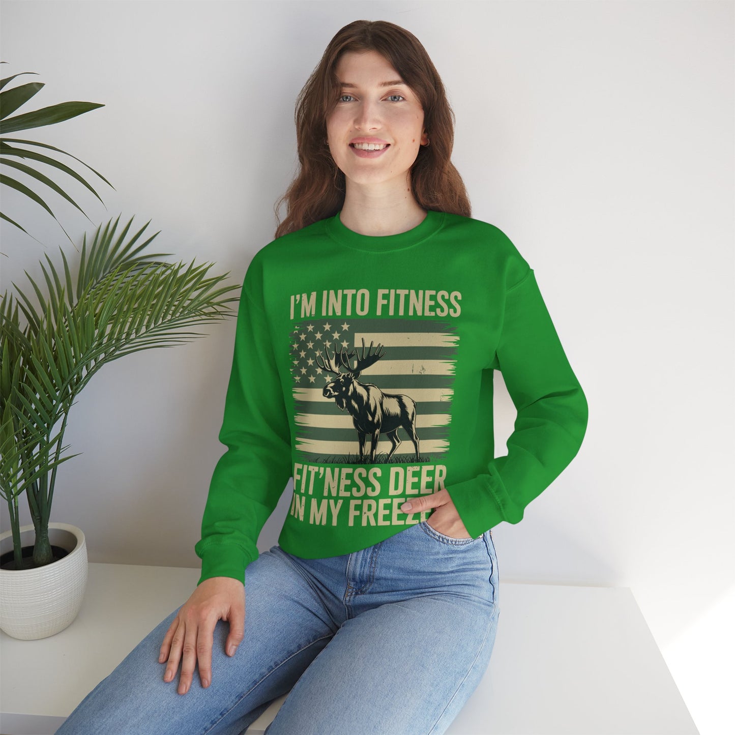 Hunting Im Into Fitness Fit Ness Deer Freezer Men Women Sweatshirt