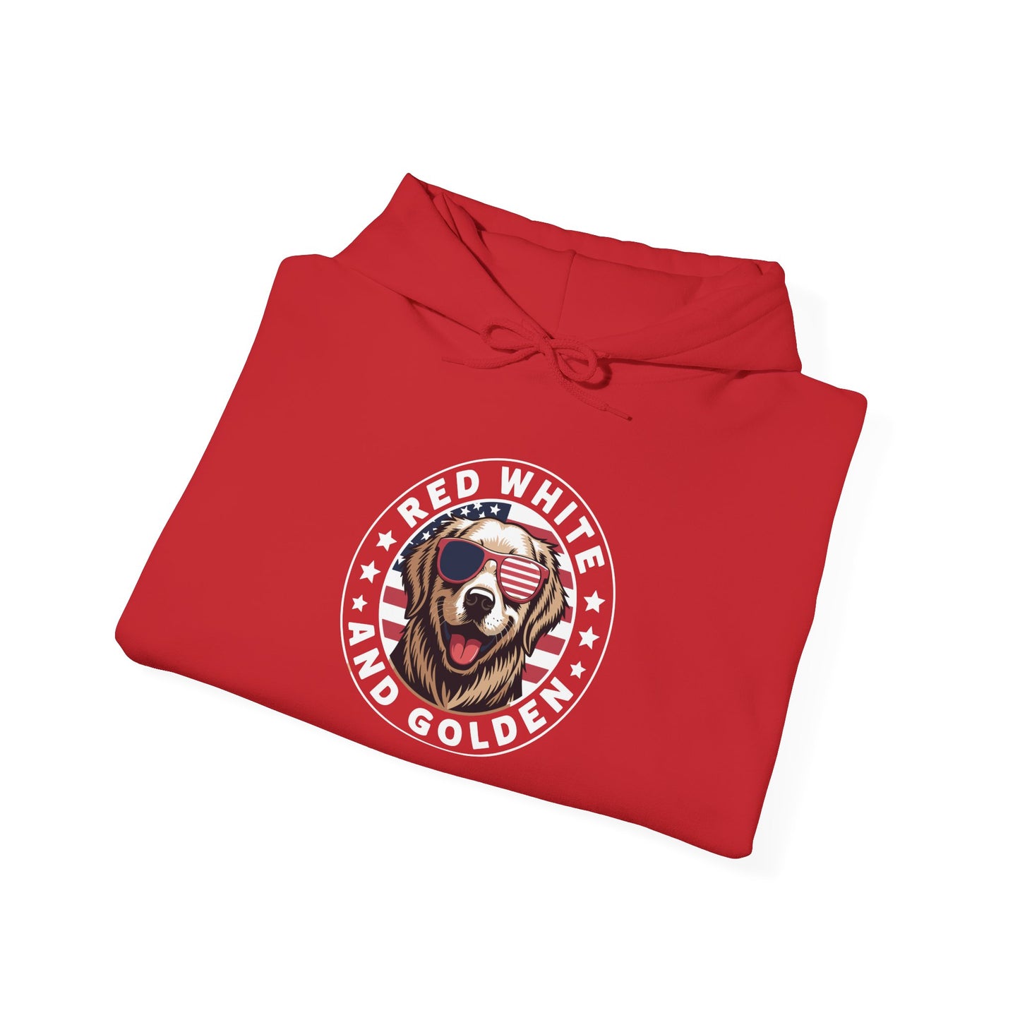 Red White Golden Retriever American Flag 4th of July Gift Hoodie