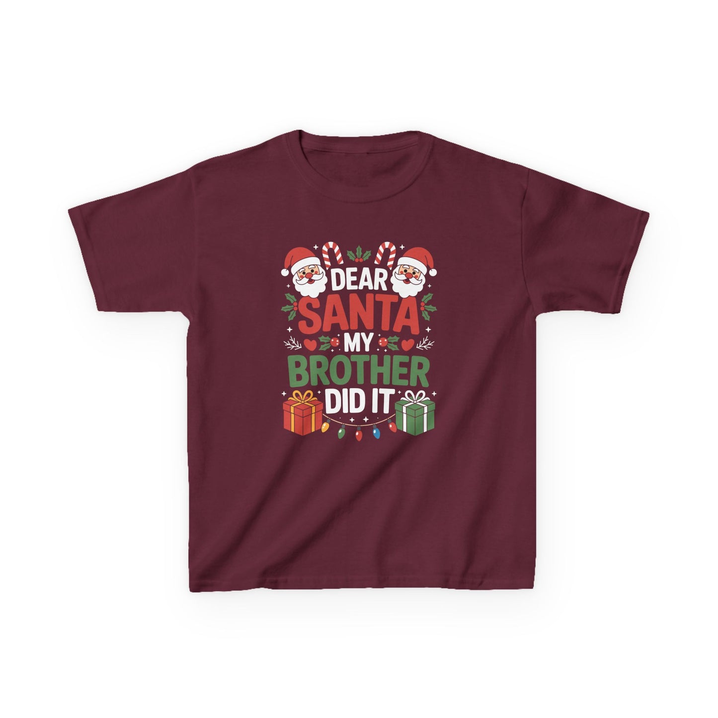Dear Santa My Brother Did It Funny Christmas Boys Girls Kids T-Shirt