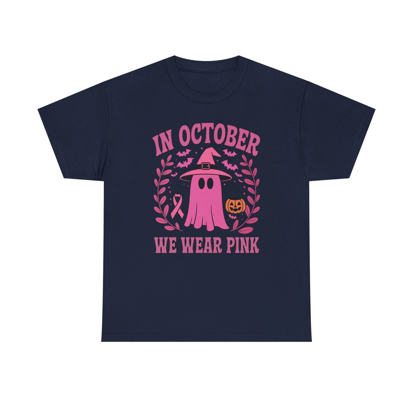 In October We Wear Pink Breast Cancer Awareness Halloween T-Shirt