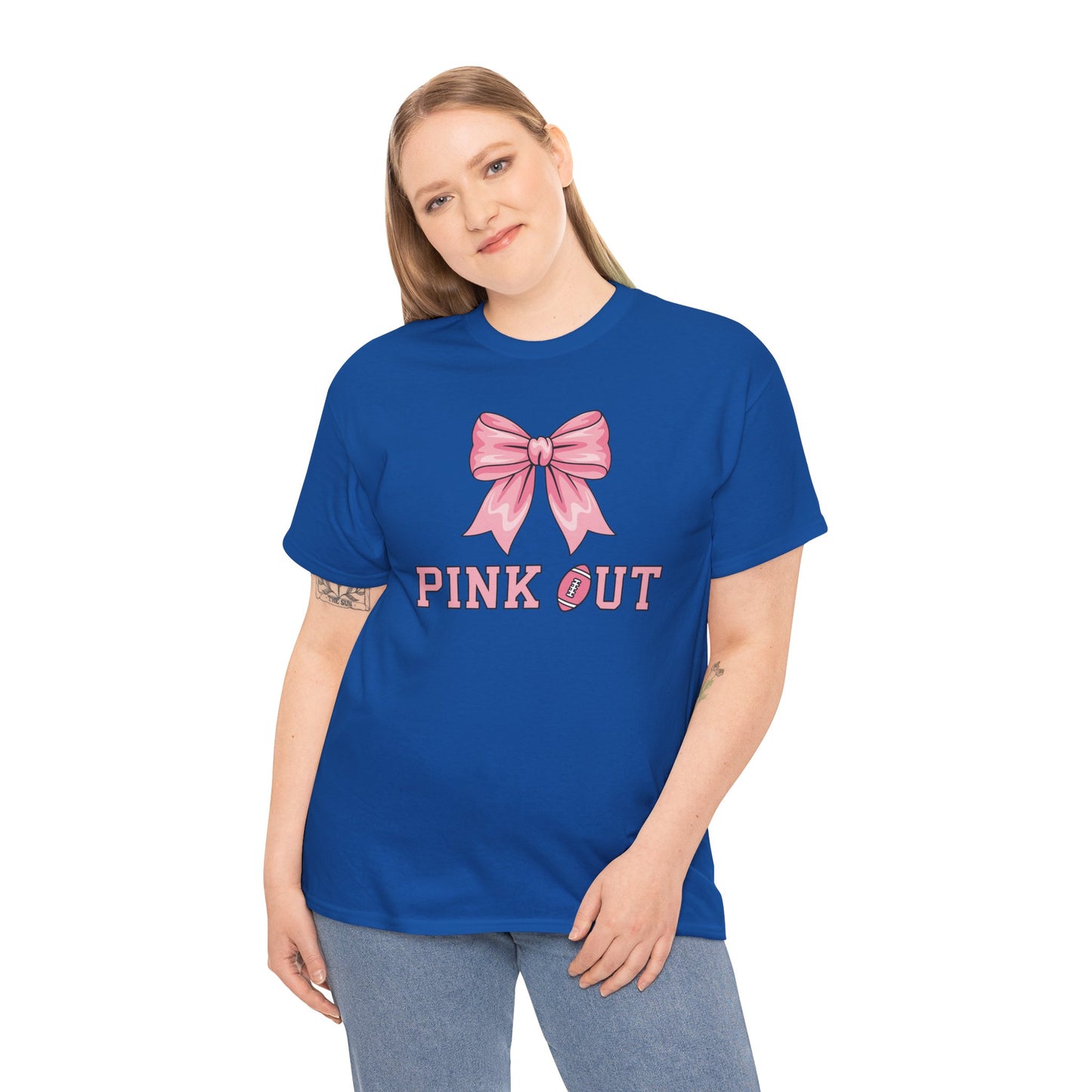 Pink Out Football Bow Preppy Breast Cancer Awareness Women T-Shirt