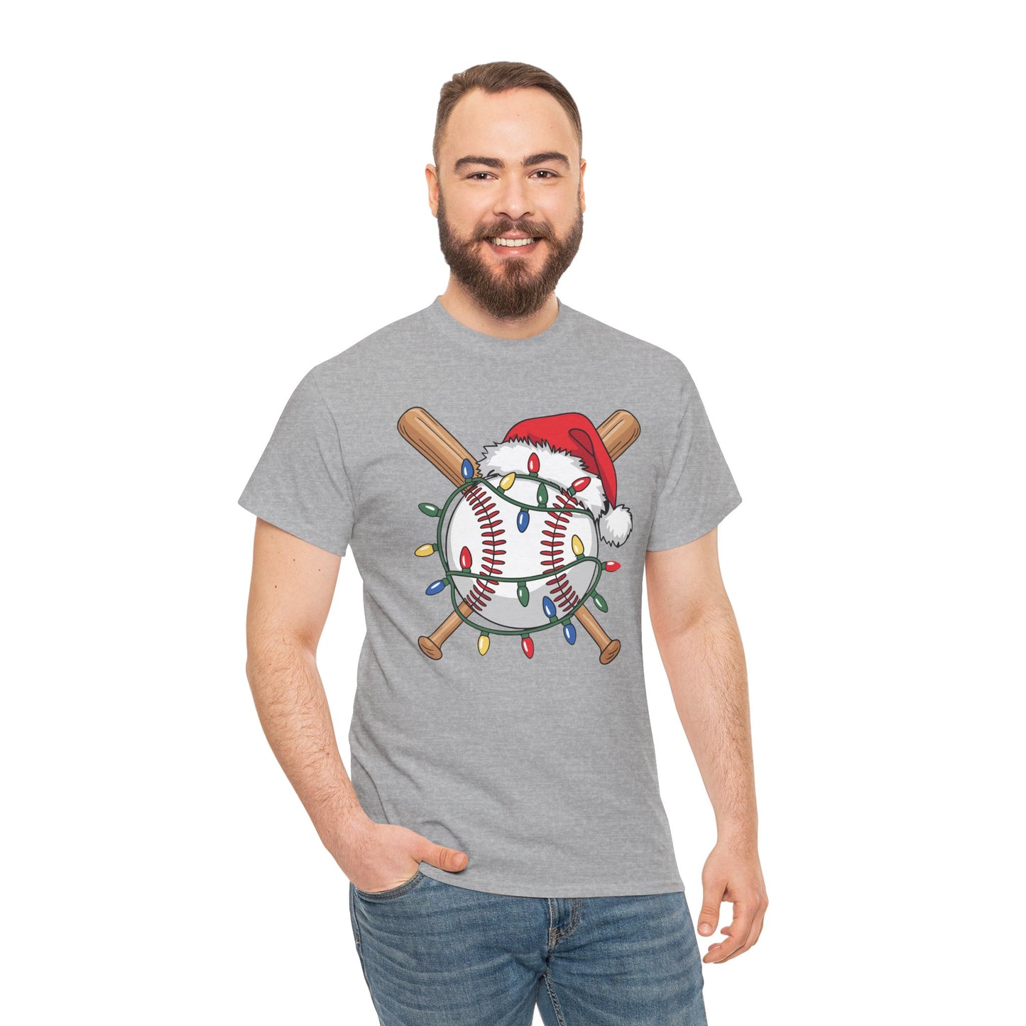 Santa Sports Design For Men Boys Christmas Baseball Player T-Shirt