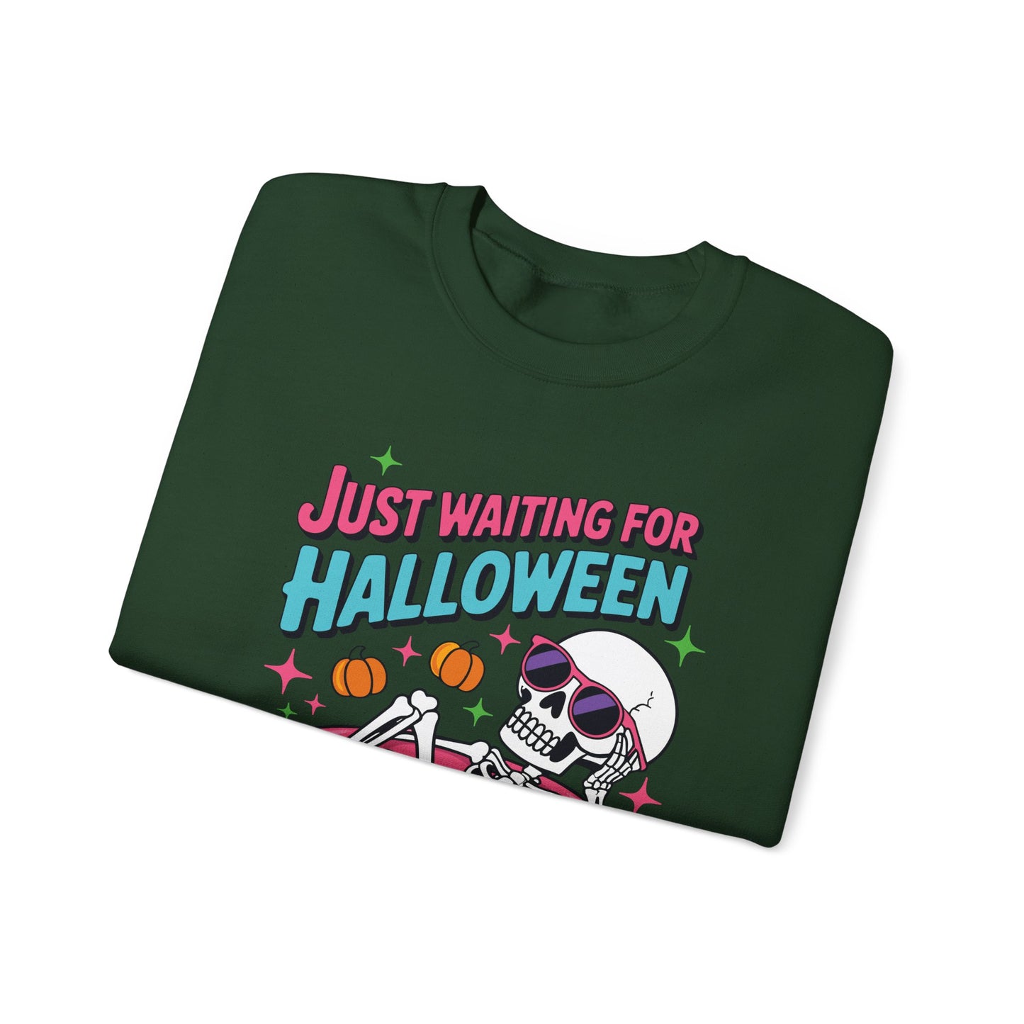 Just Waiting For Halloween Skeleton Donut Summerween Vibes Sweatshirt