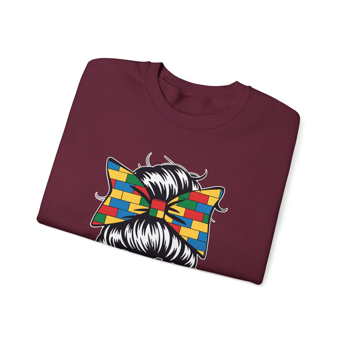 Building Block Messy Bun Mom Life Master Builder Mothers Day Sweatshirt