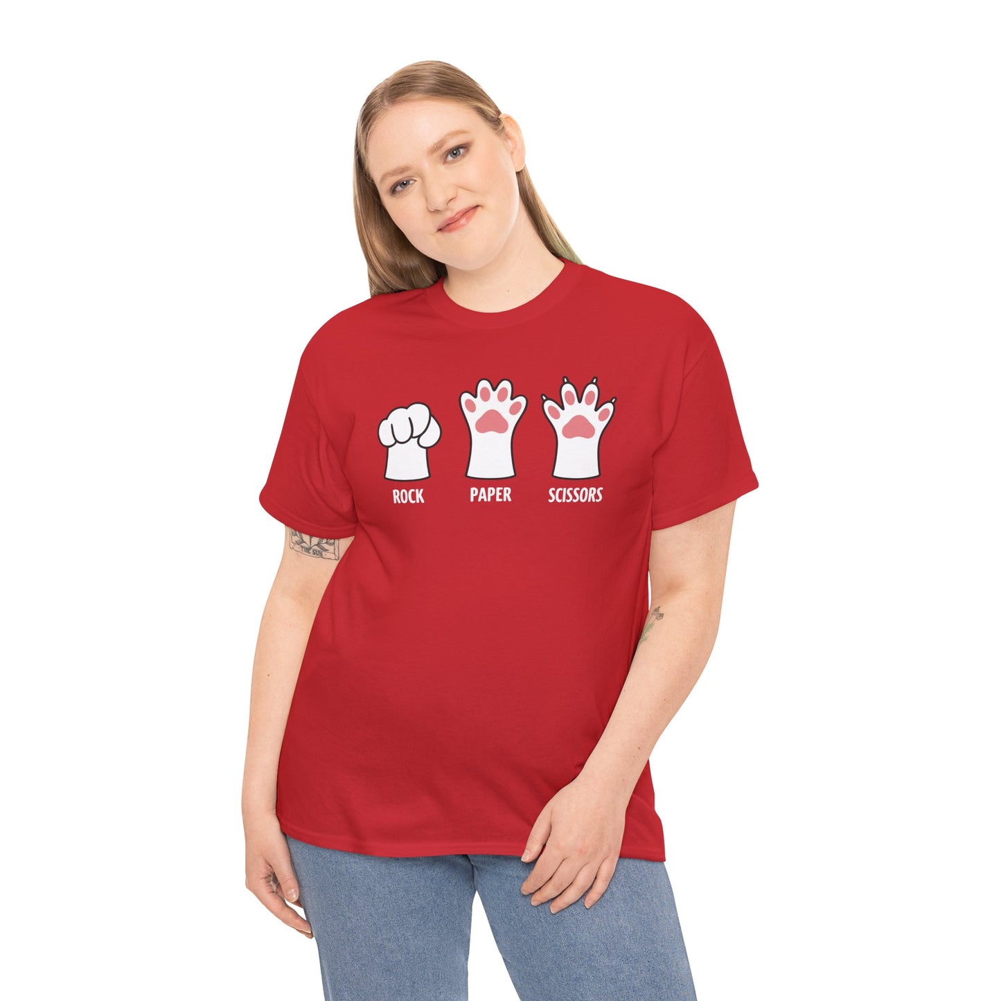 Funny Introvert Cat Animal Rescue Rock Paper Scissors Cute Paw Cat T-Shirt