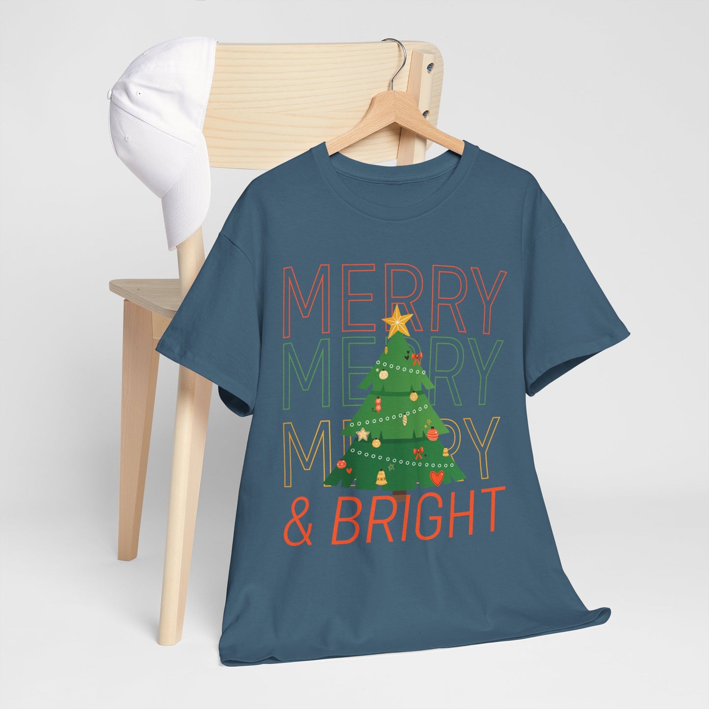 Merry and Bright Christmas Tee Cute Holiday Shirt for Men and Women