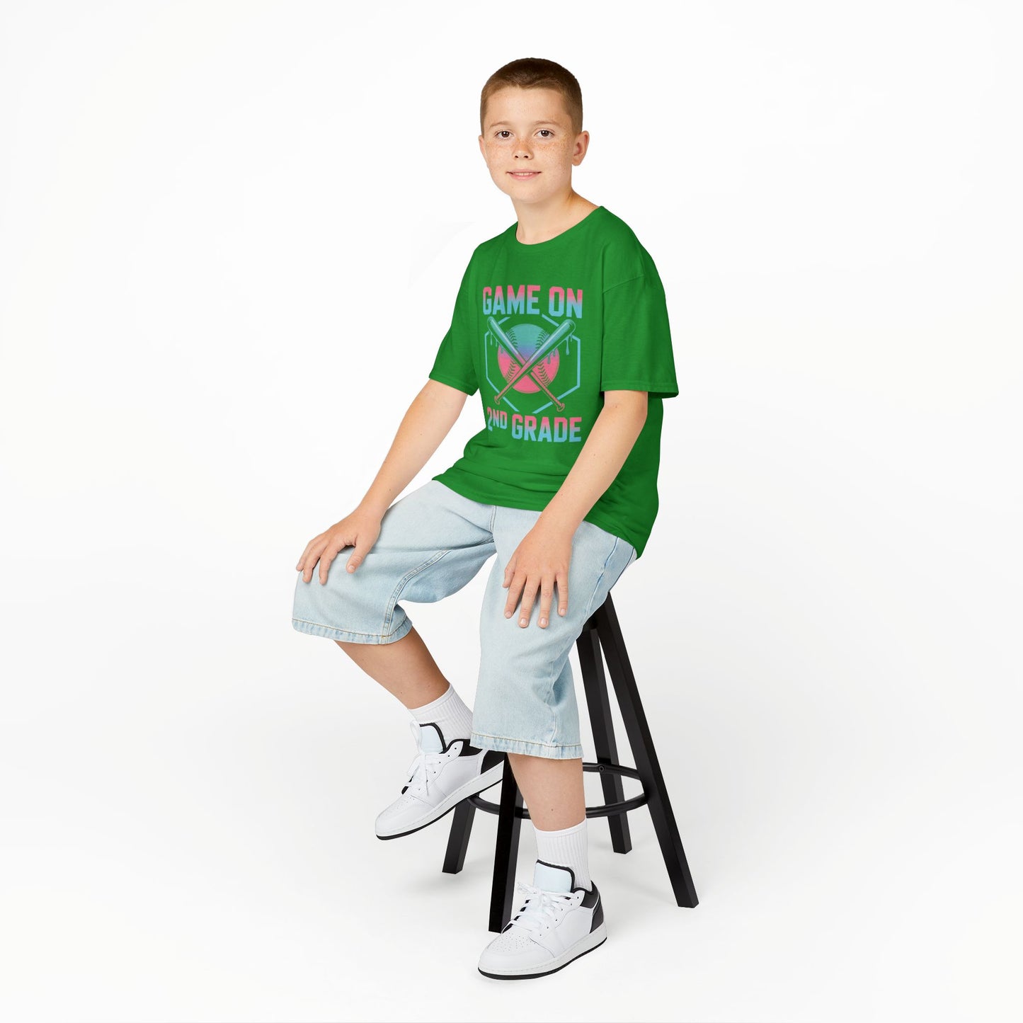 2nd Grade Back to School Baseball Drip Ice Cream Game On Kid T-Shirt