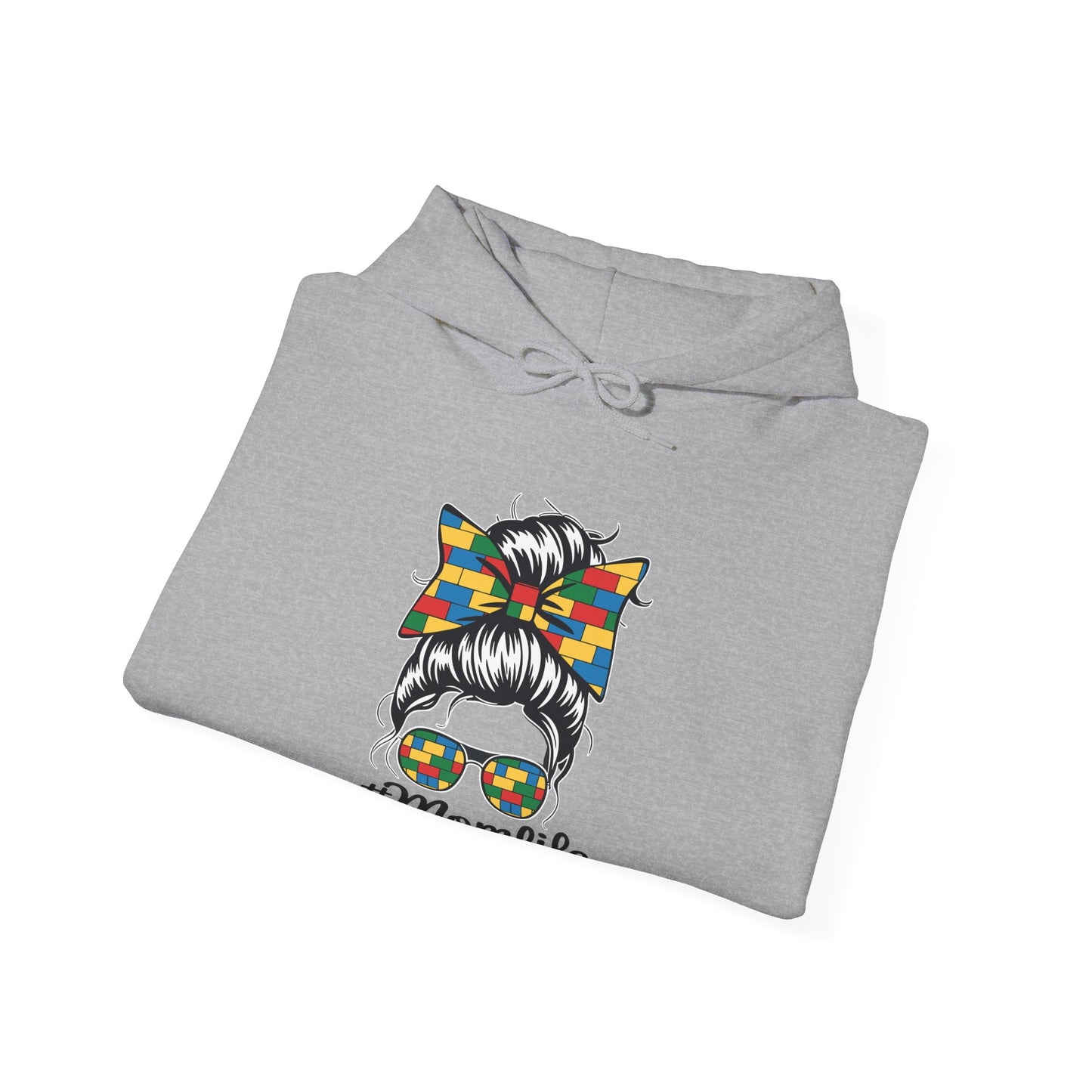 Building Block Messy Bun Mom Life Master Builder Mothers Day Hoodie
