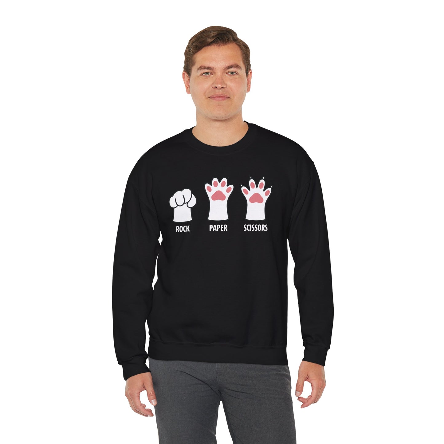 Funny Introvert Cat Animal Rescue Rock Paper Scissors Cute Paw Cat Sweatshirt