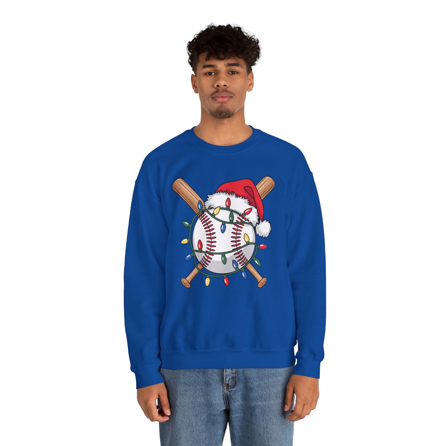 Santa Sports Design For Men Boys Christmas Baseball Player Sweatshirt