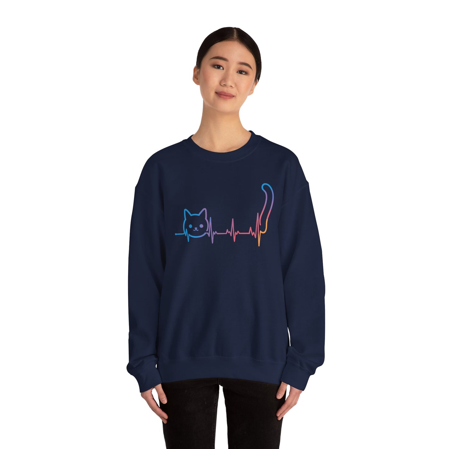 Heartbeat Cat Lover Animal Silhouette Cute Cat Sweatshirt