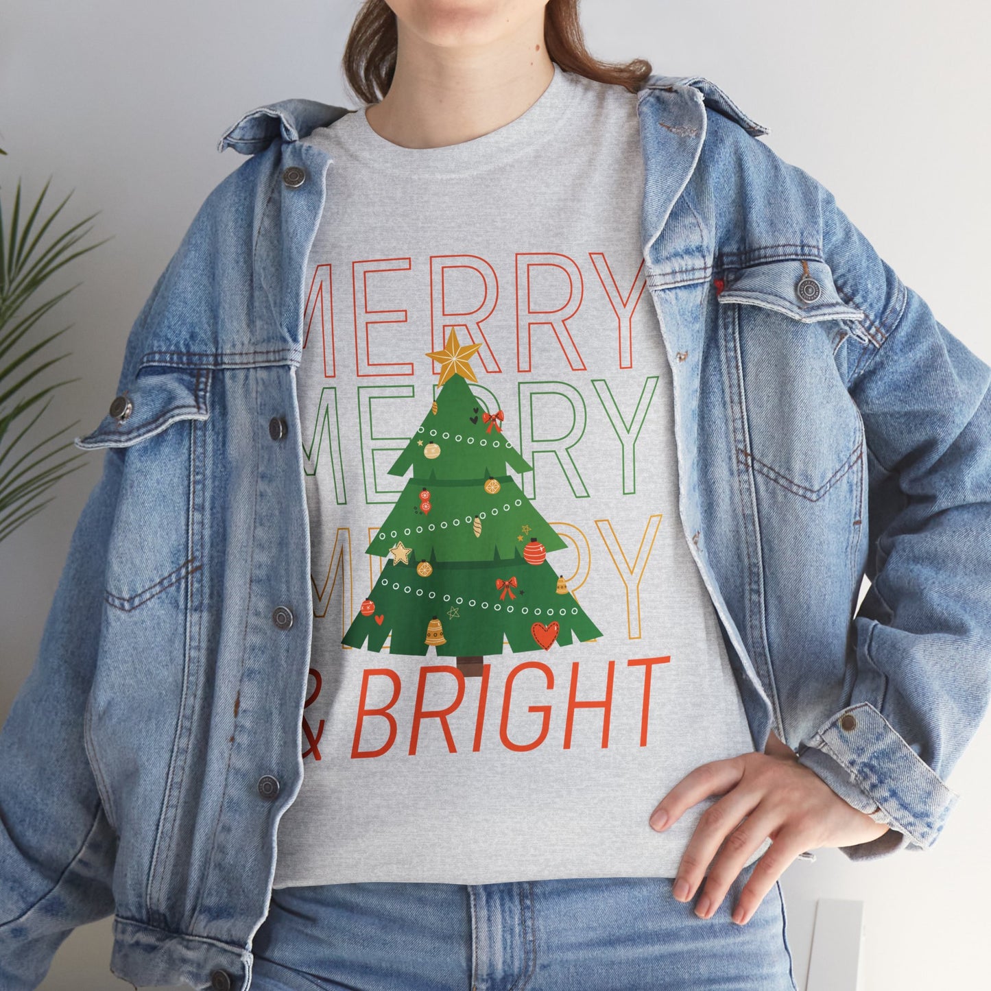 Merry and Bright Christmas Tee Cute Holiday Shirt for Men and Women