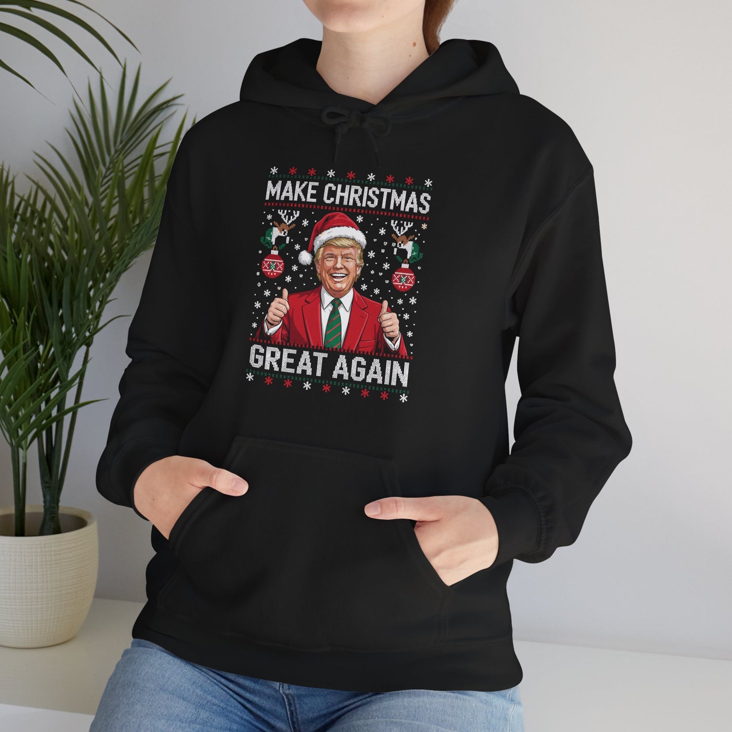 Funny Trump Make Christmas Great Again Xmas Pajamas Ugly Hoodie