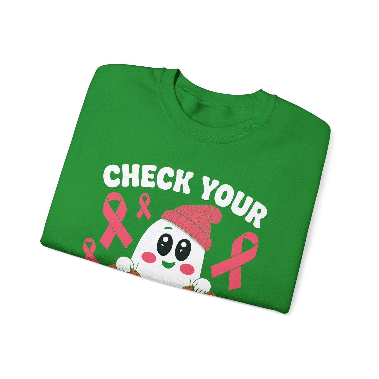 Breast Cancer Halloween Boo Ghost Check Your Pumpkins Womens Sweatshirt