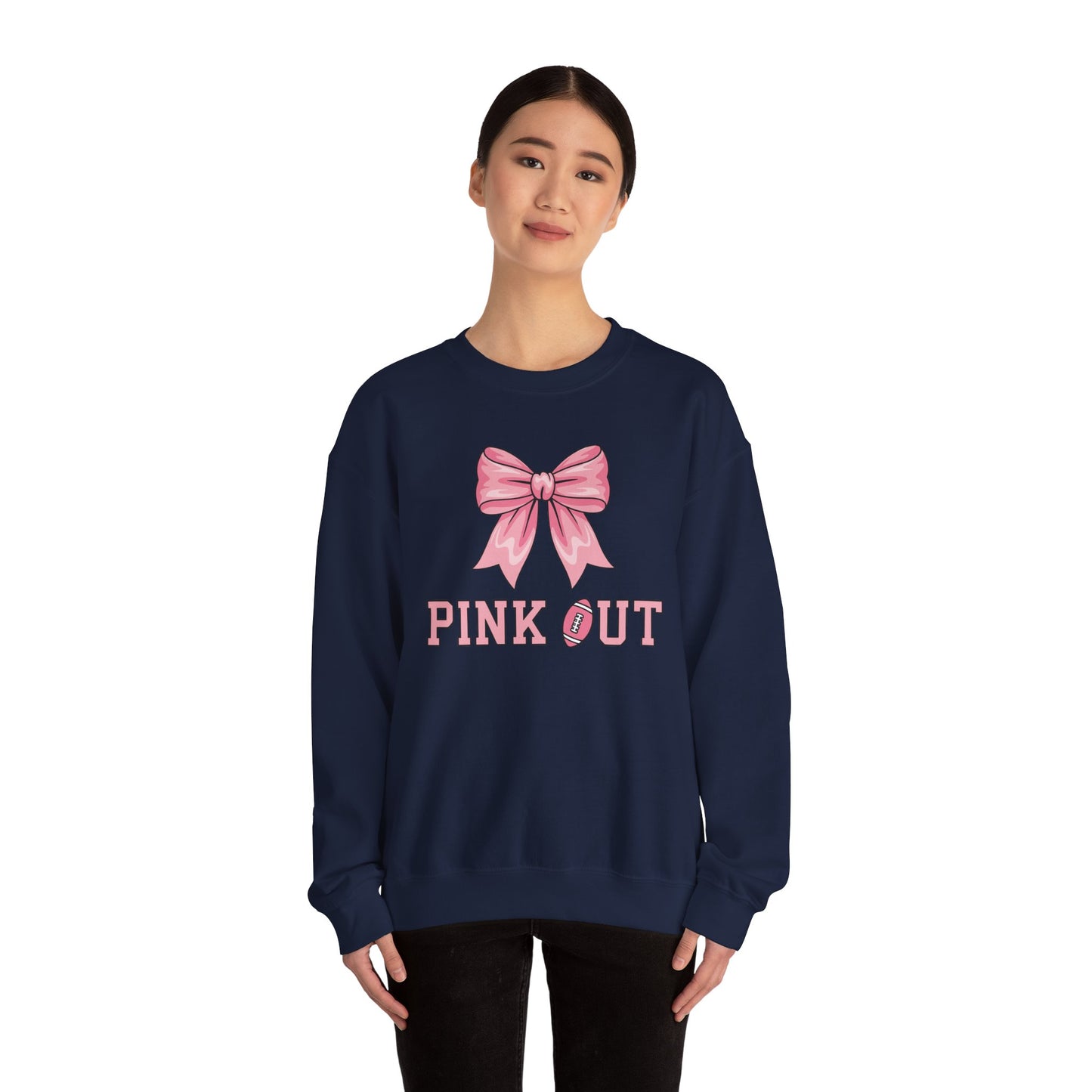 Pink Out Football Bow Preppy Breast Cancer Awareness Women Sweatshirt