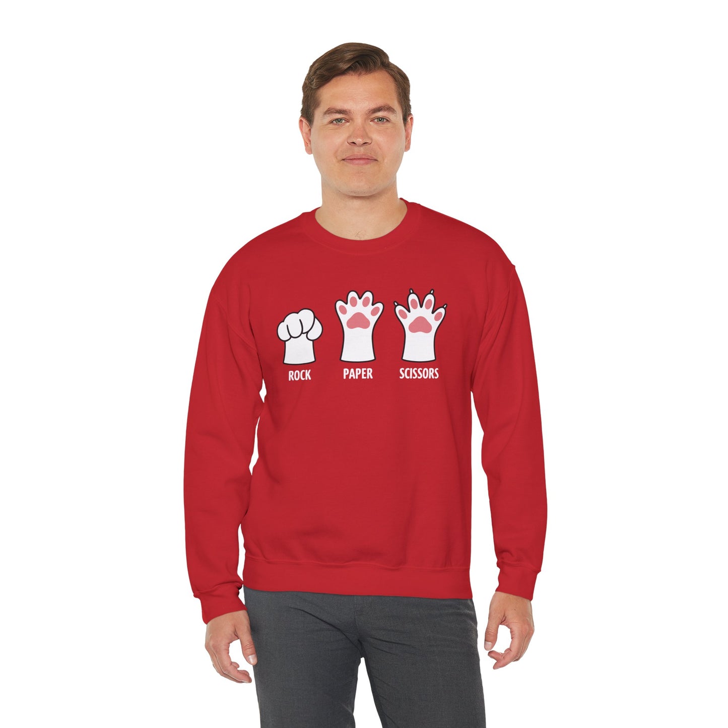 Funny Introvert Cat Animal Rescue Rock Paper Scissors Cute Paw Cat Sweatshirt