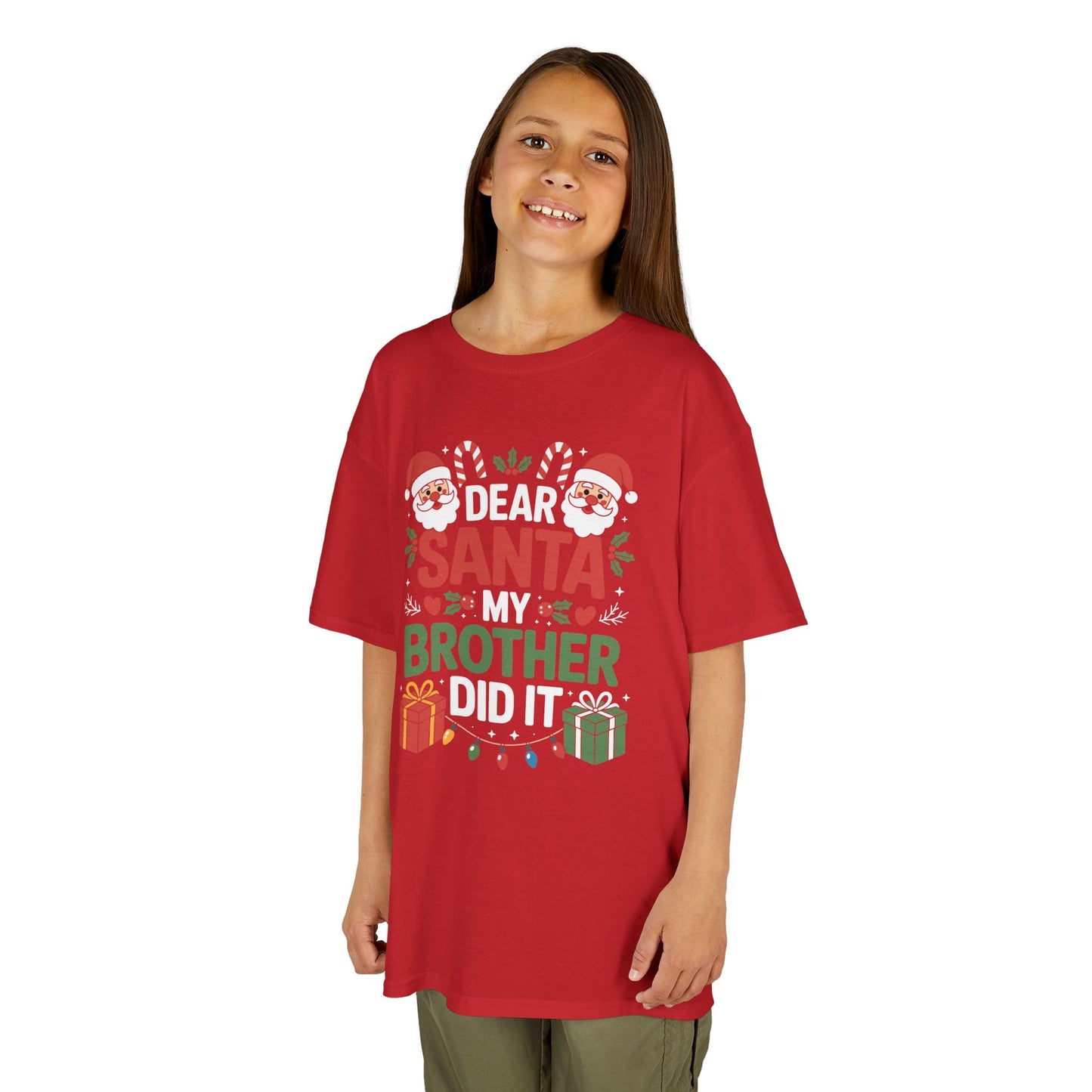 Dear Santa My Brother Did It Funny Christmas Boys Girls Kids T-Shirt