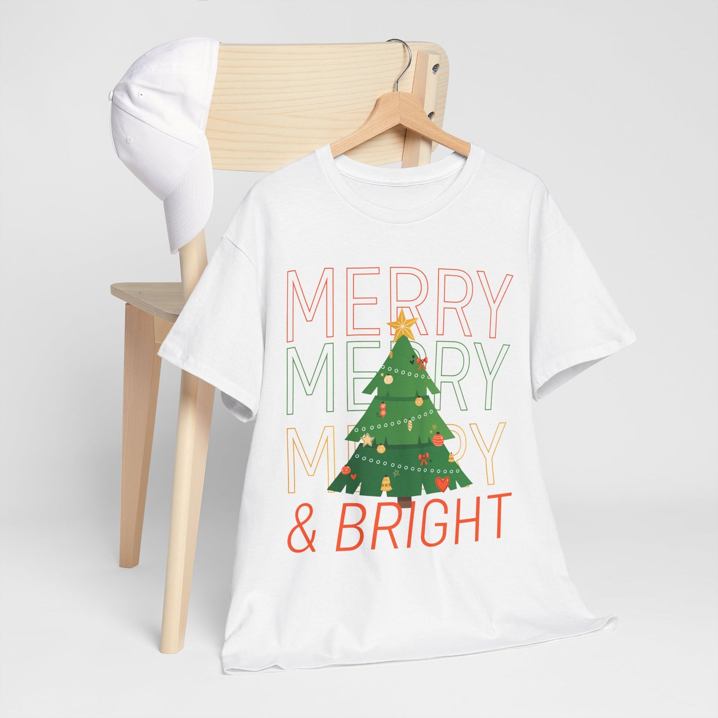 Merry and Bright Christmas Tee Cute Holiday Shirt for Men and Women