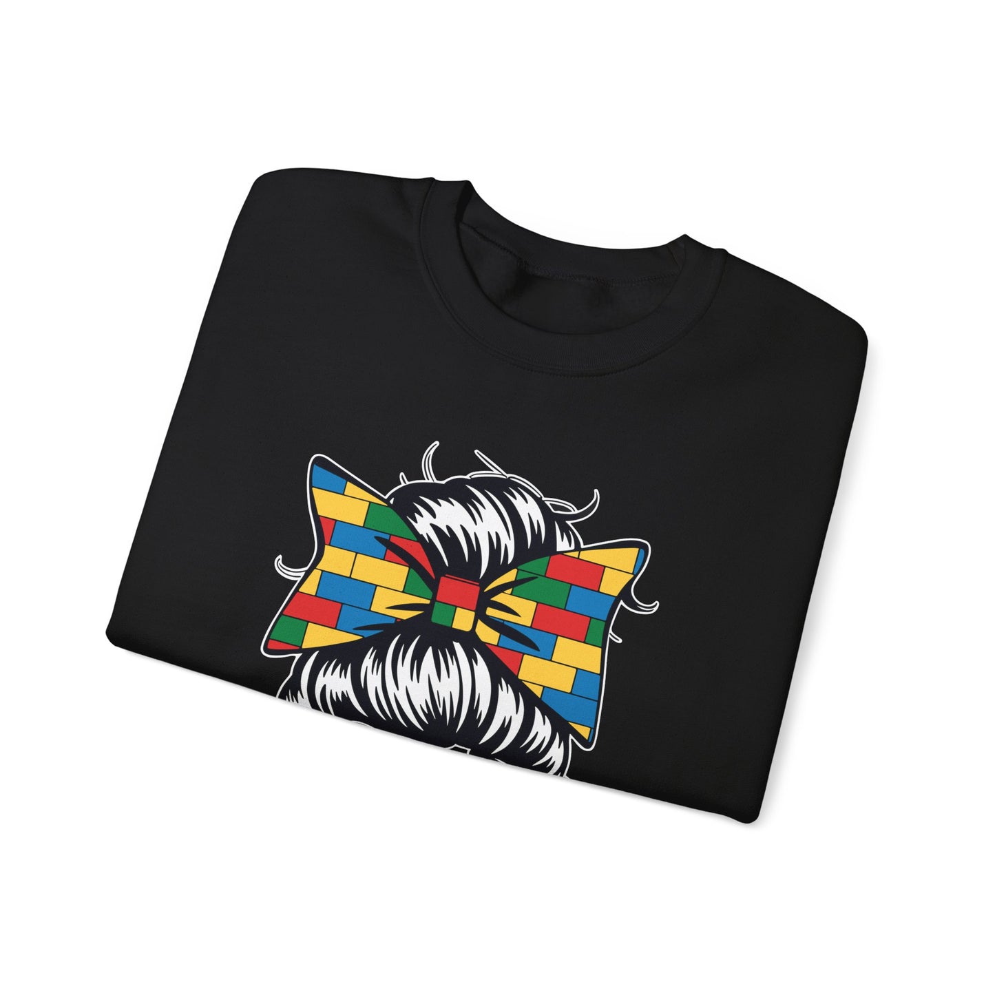 Building Block Messy Bun Mom Life Master Builder Mothers Day Sweatshirt
