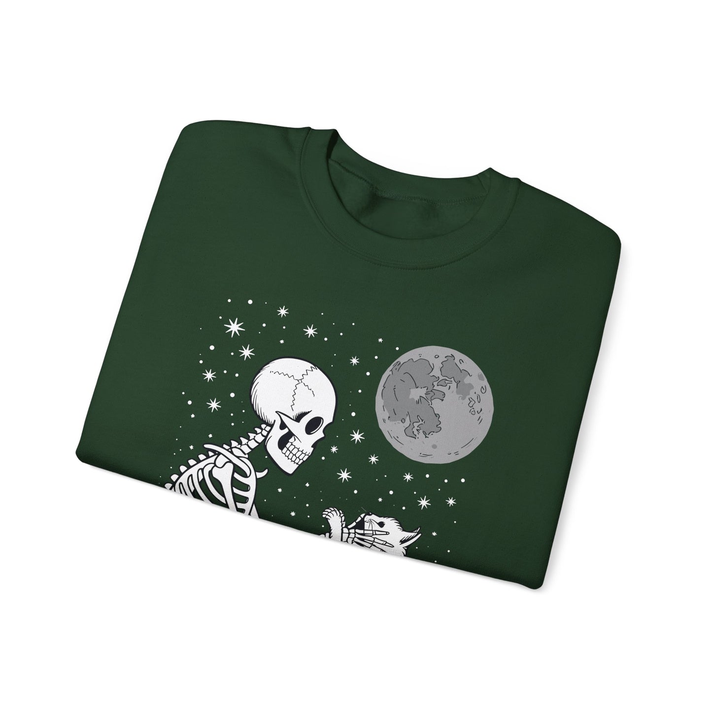 Skeleton Cat Skull Kitty Cute Goth Halloween Men Women Sweatshirt