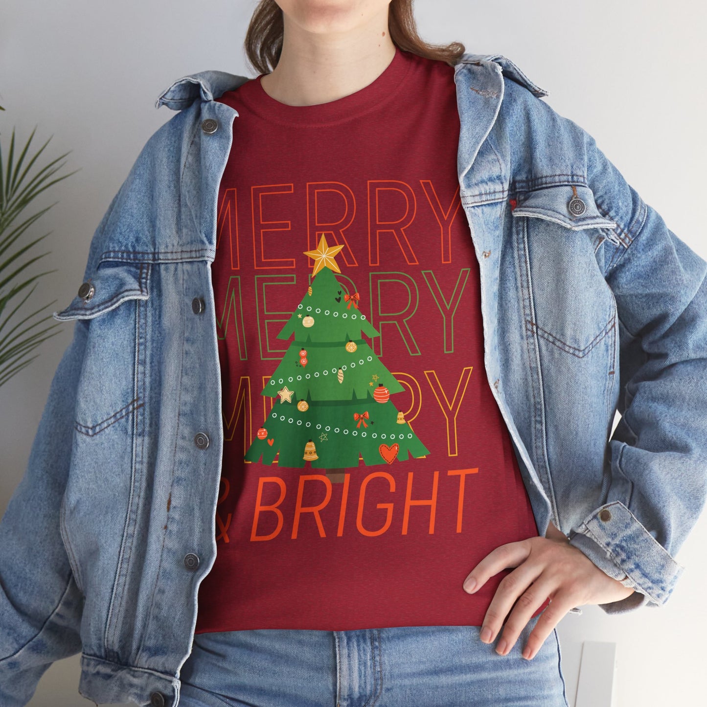 Merry and Bright Christmas Tee Cute Holiday Shirt for Men and Women
