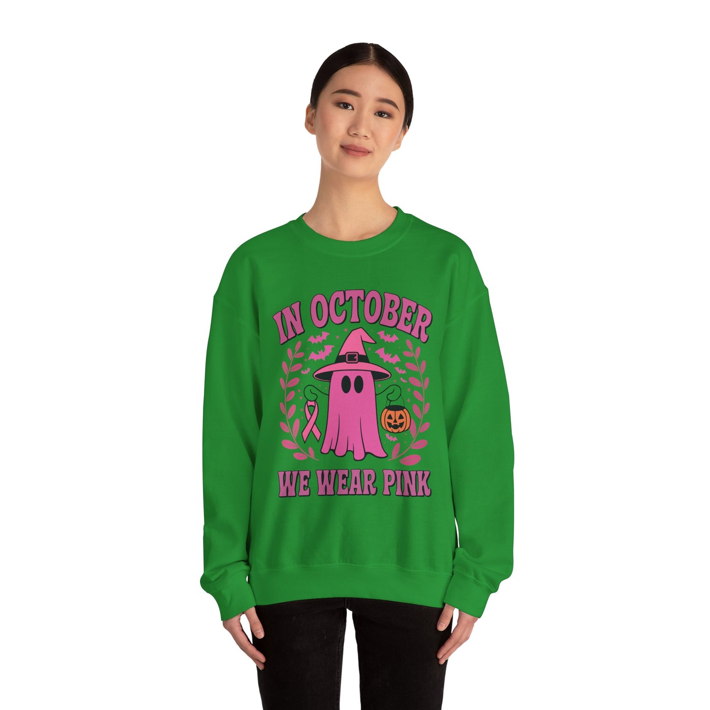 In October We Wear Pink Breast Cancer Awareness Halloween Sweatshirt