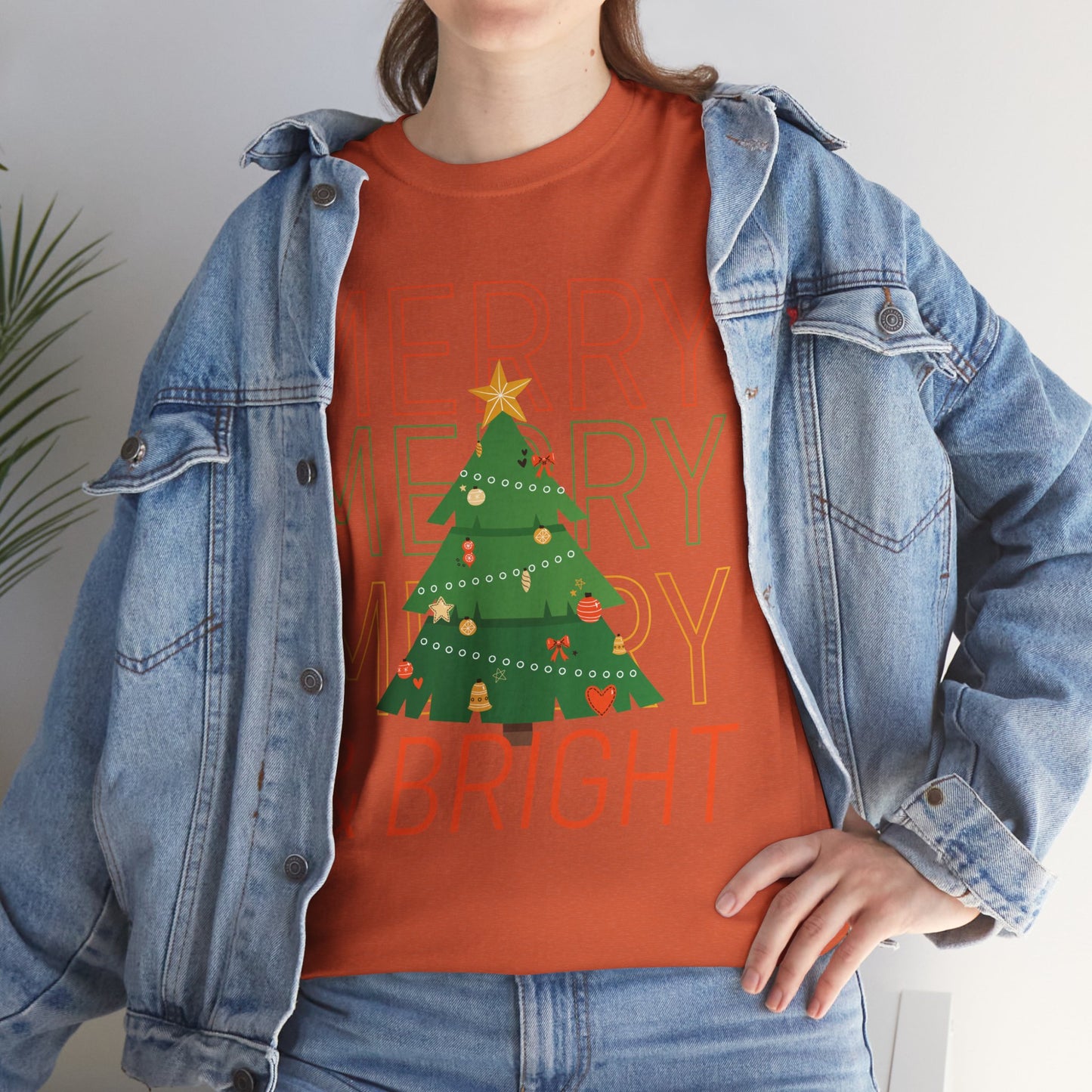 Merry and Bright Christmas Tee Cute Holiday Shirt for Men and Women