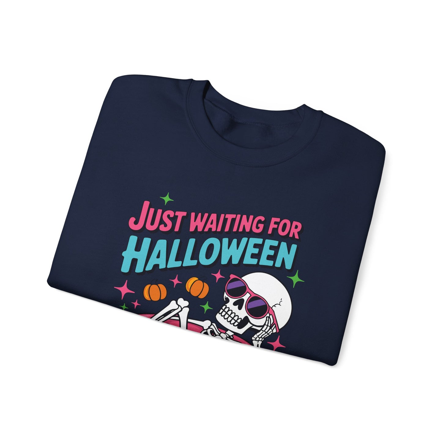 Just Waiting For Halloween Skeleton Donut Summerween Vibes Sweatshirt