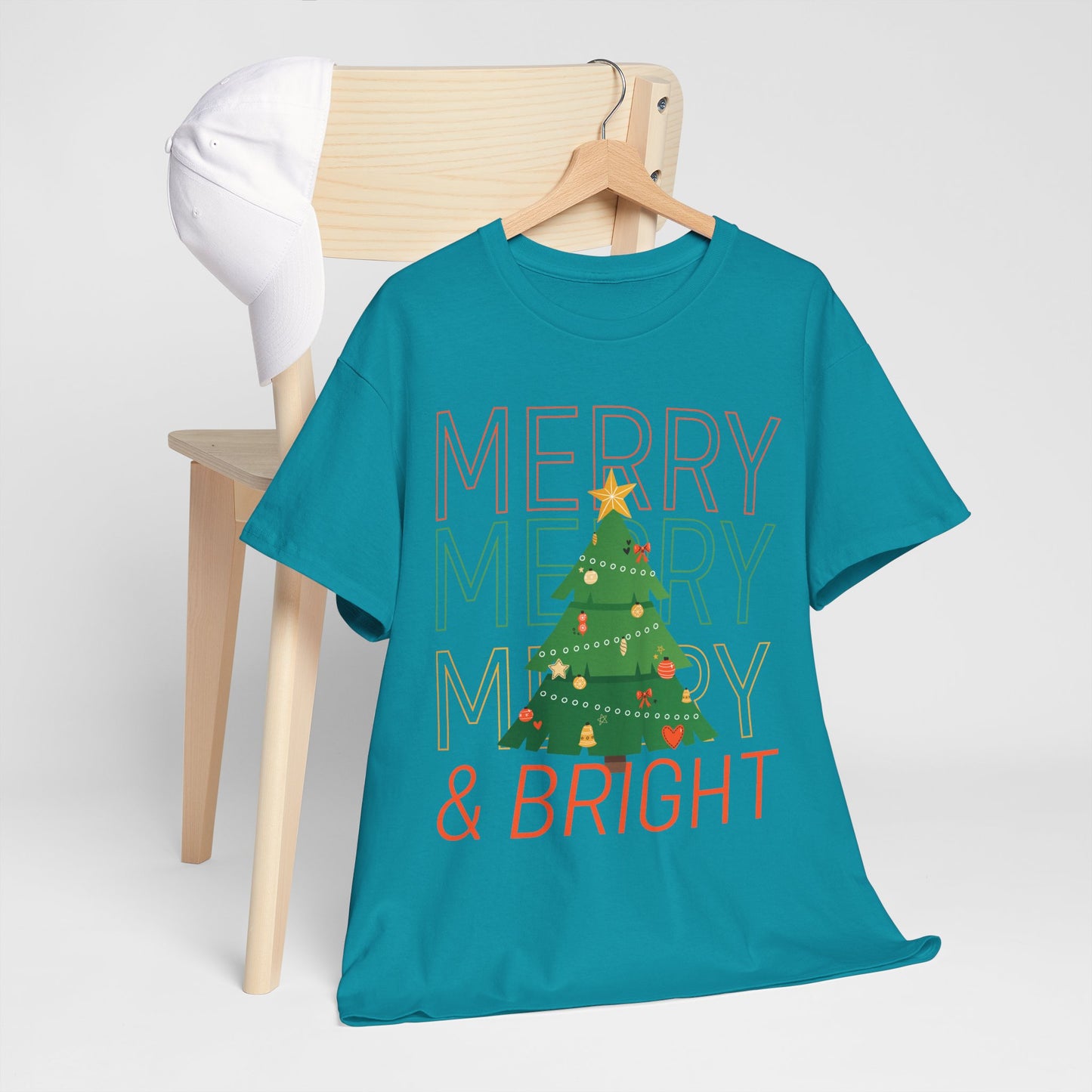 Merry and Bright Christmas Tee Cute Holiday Shirt for Men and Women