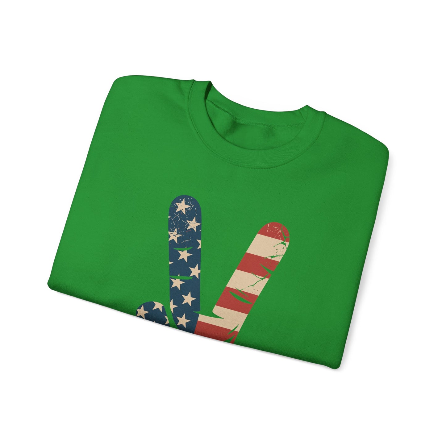 USA Flag Peace Sign Hand 4th of July Patriotic Men Boys Sweatshirt