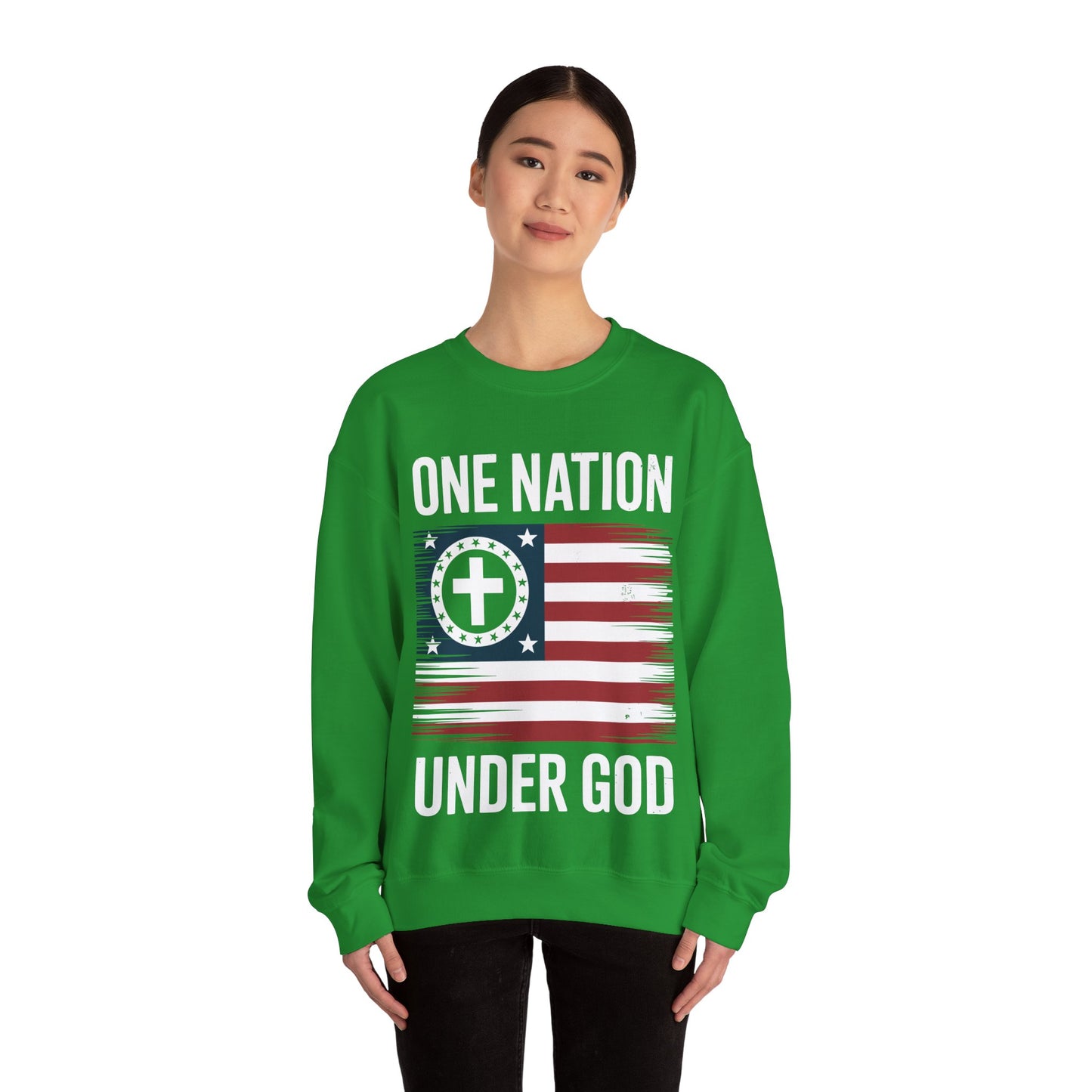 One Nation Under God Flag 4th Of July Patriotic Christian Sweatshirt