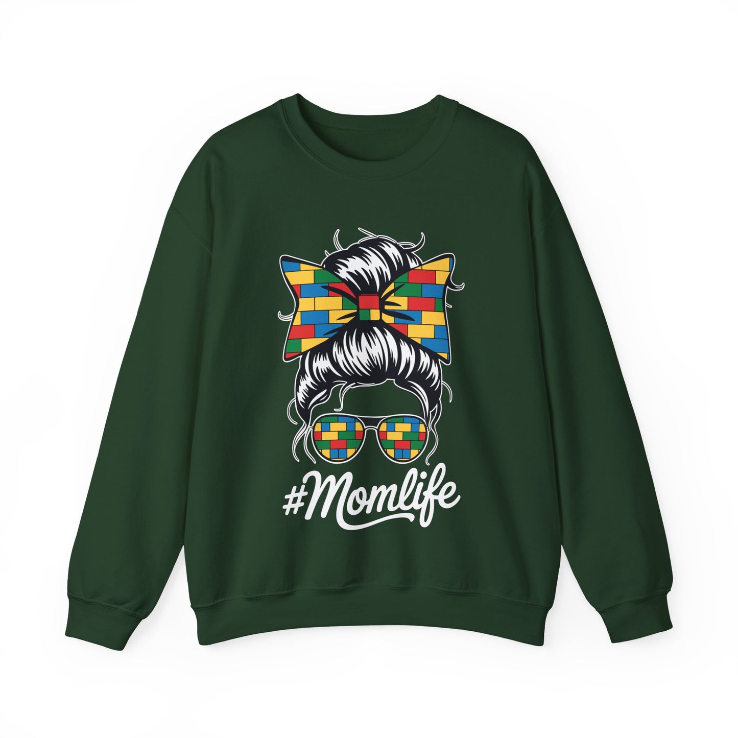 Building Block Messy Bun Mom Life Master Builder Mothers Day Sweatshirt