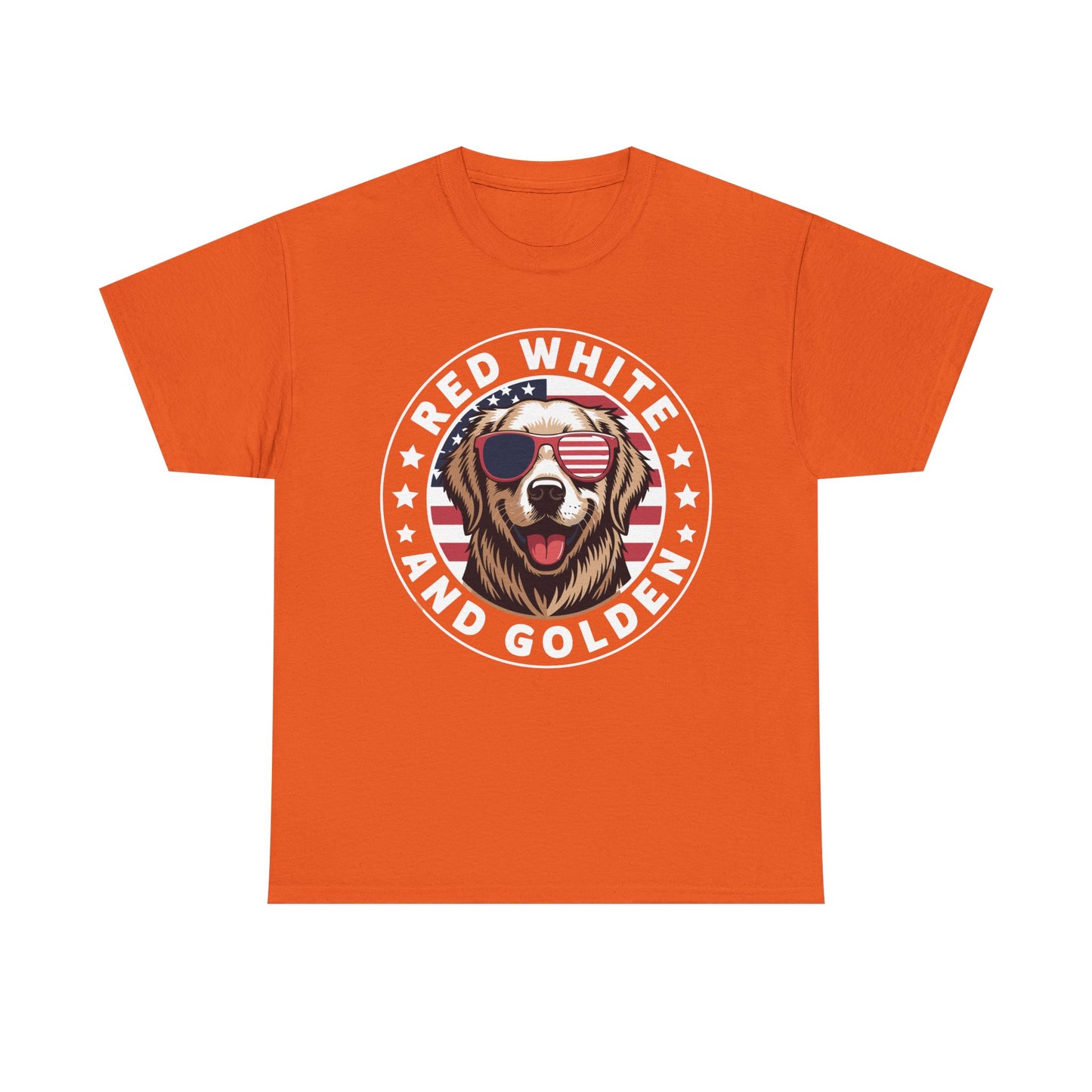 Red White Golden Retriever American Flag 4th of July Gift T-Shirt