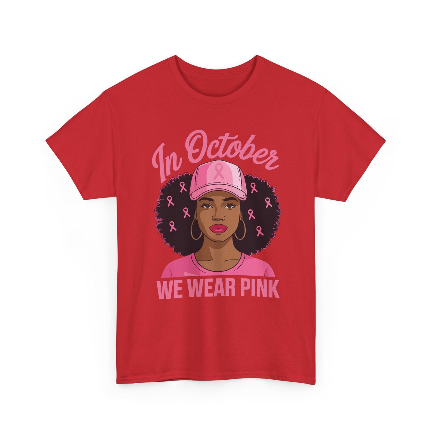 In October We Wear Pink Black Women Breast Cancer Awareness T-Shirt