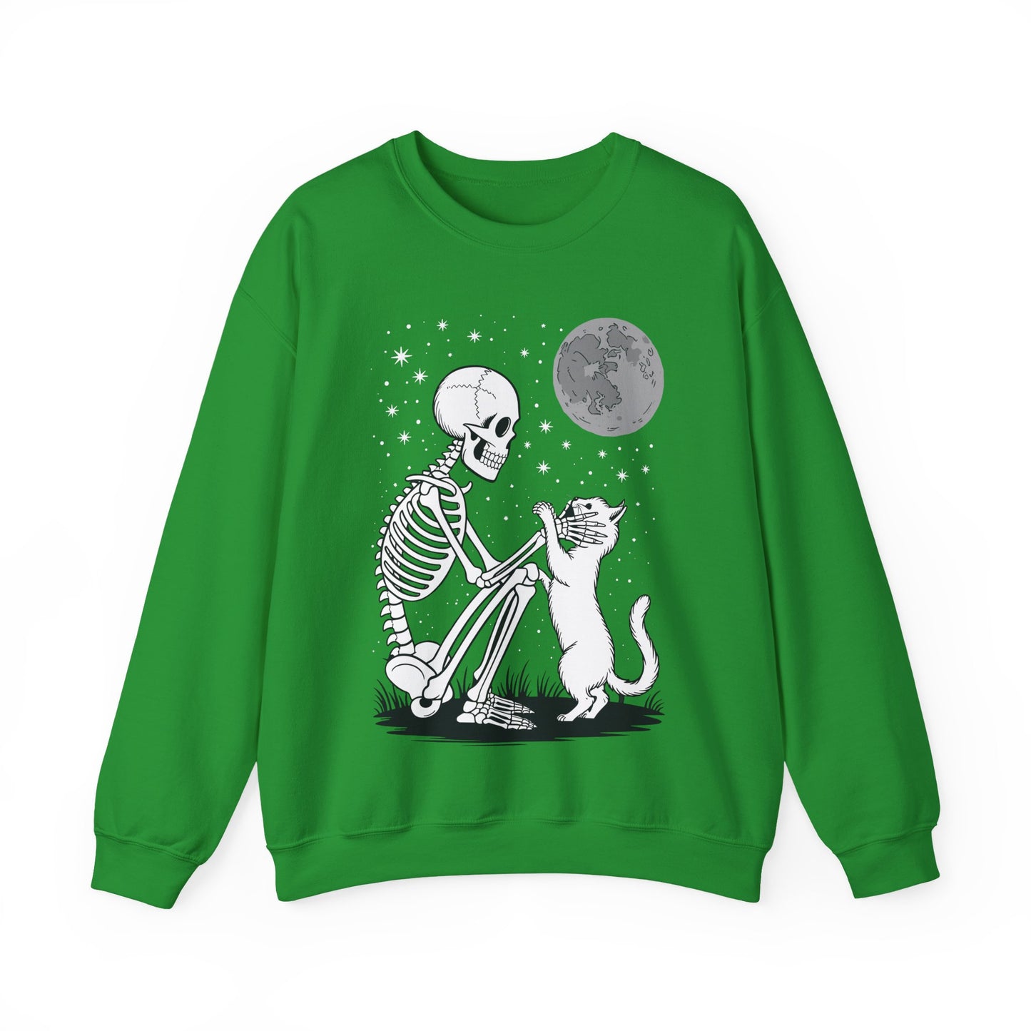 Skeleton Cat Skull Kitty Cute Goth Halloween Men Women Sweatshirt