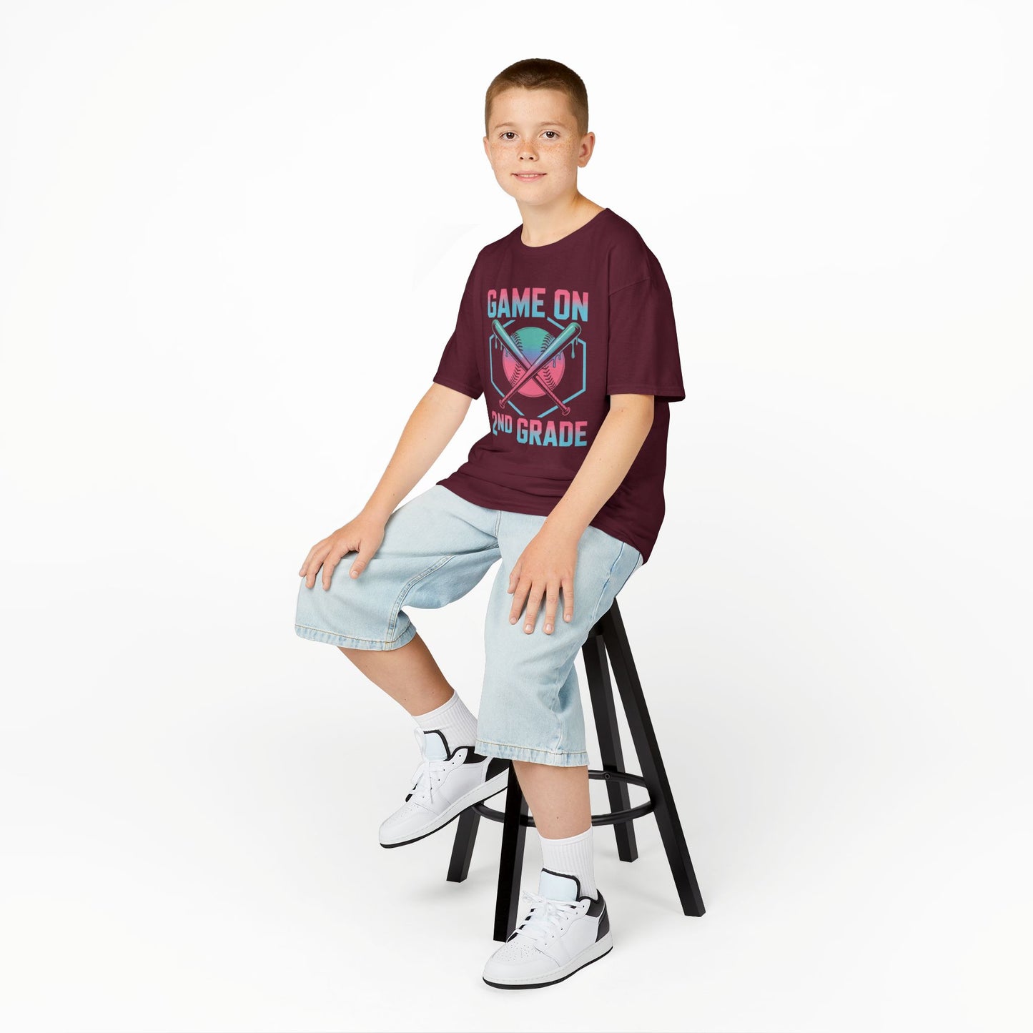 2nd Grade Back to School Baseball Drip Ice Cream Game On Kid T-Shirt