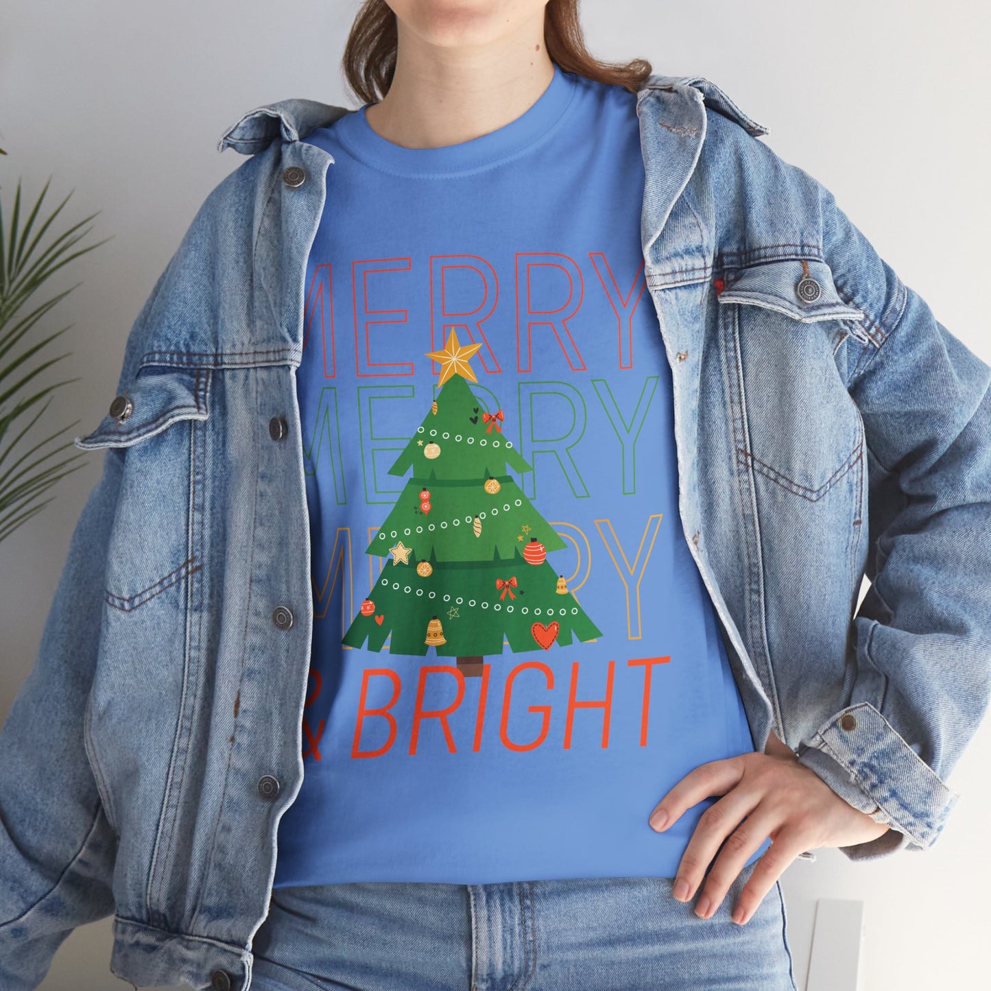 Merry and Bright Christmas Tee Cute Holiday Shirt for Men and Women