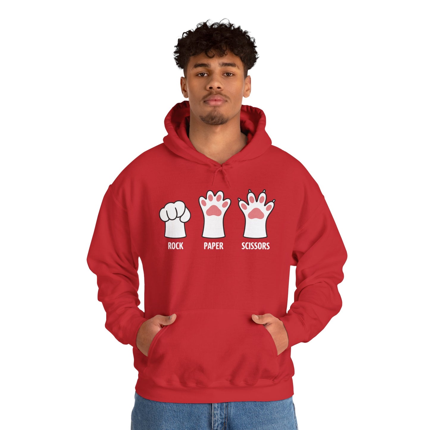 Funny Introvert Cat Animal Rescue Rock Paper Scissors Cute Paw Cat Hoodie