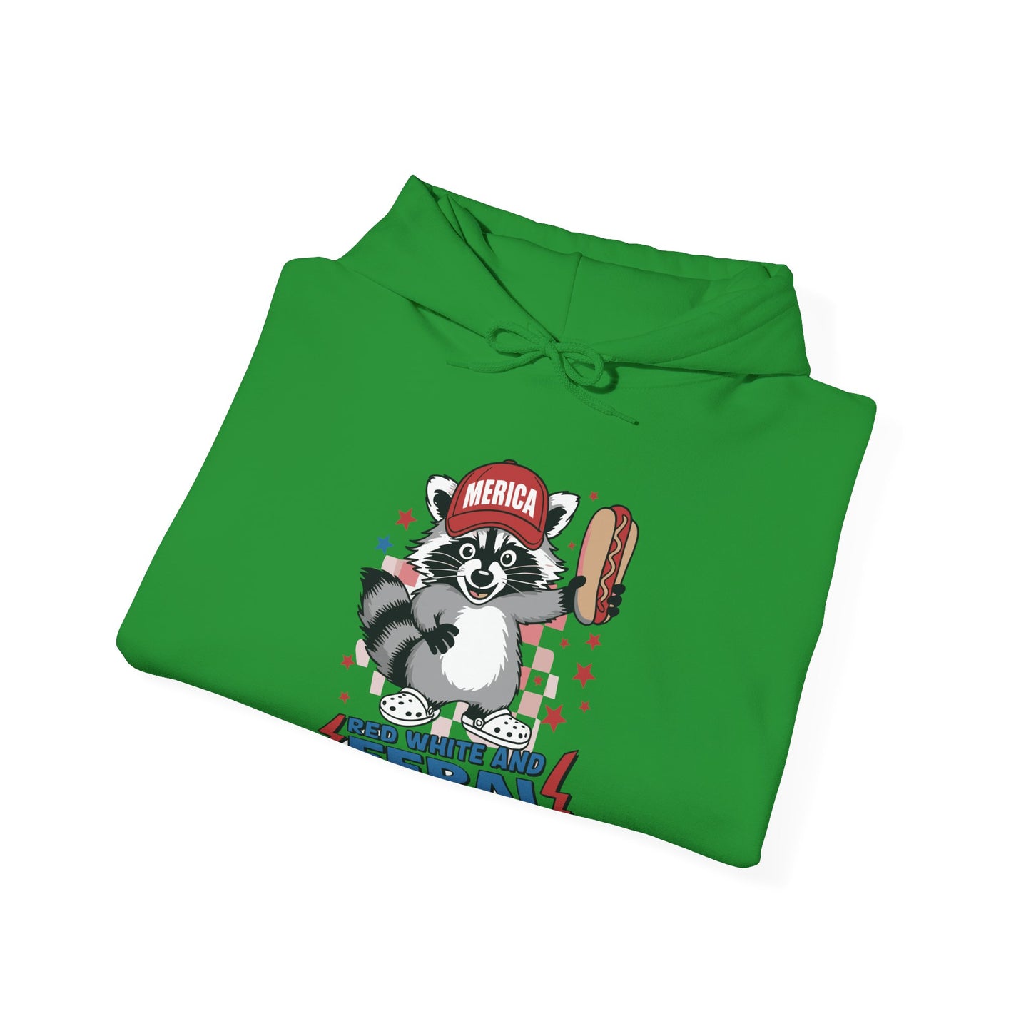 Red White And Feral Raccoon 4th of July Saying Meme Hoodie