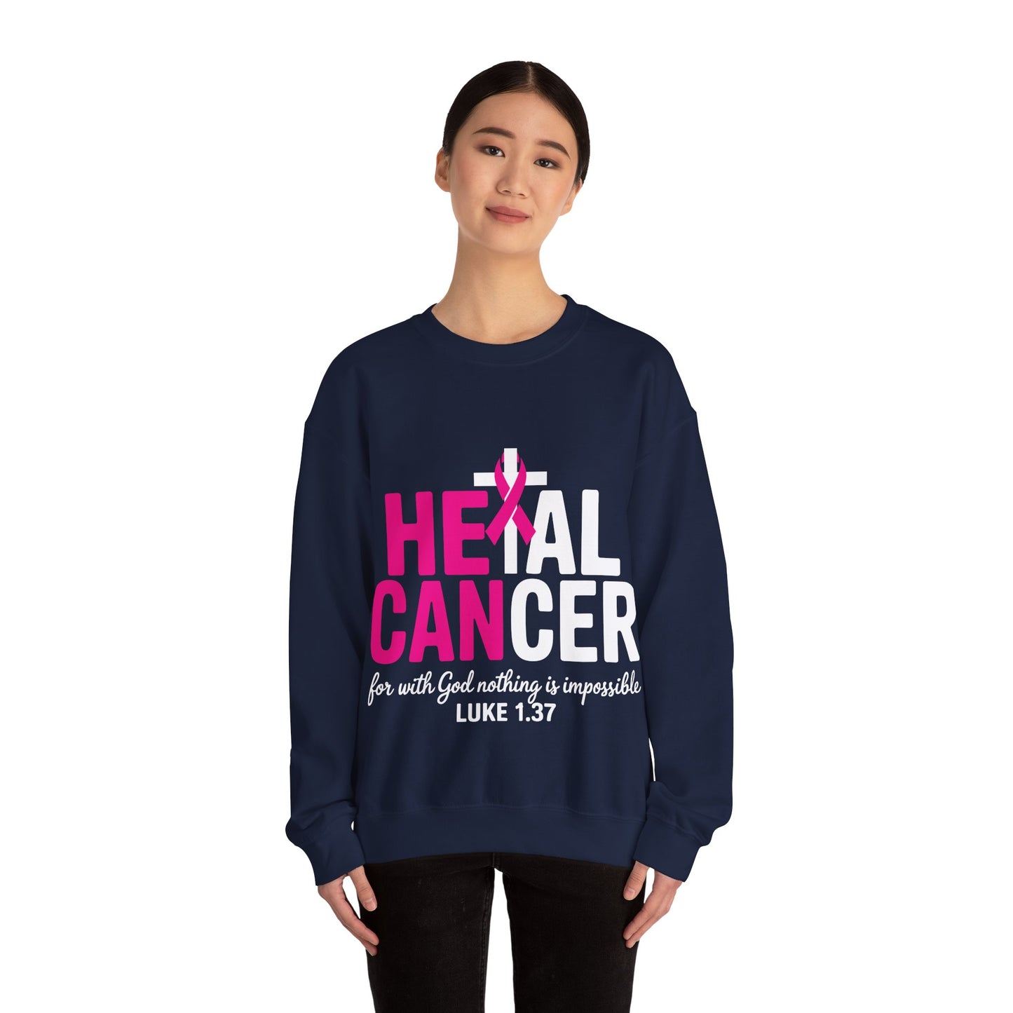 Heal Cancer Believe God Christian Breast Cancer Awareness Sweatshirt