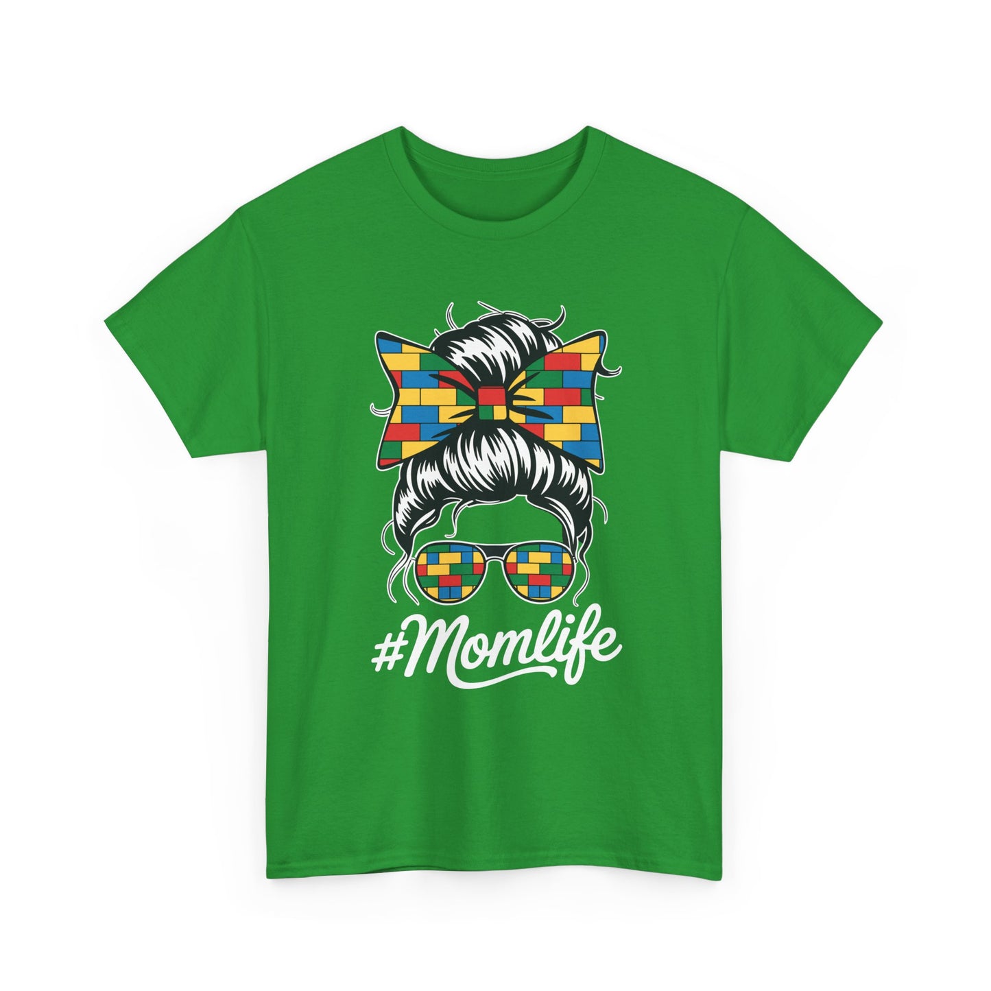 Building Block Messy Bun Mom Life Master Builder Mothers Day T-Shirt