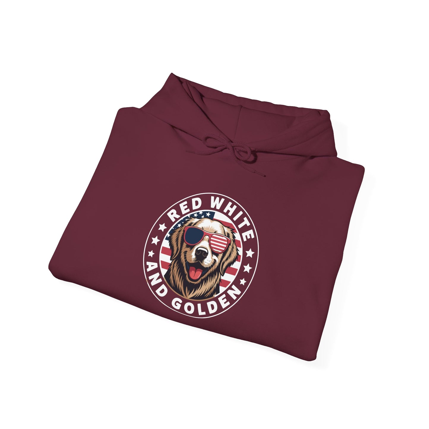 Red White Golden Retriever American Flag 4th of July Gift Hoodie