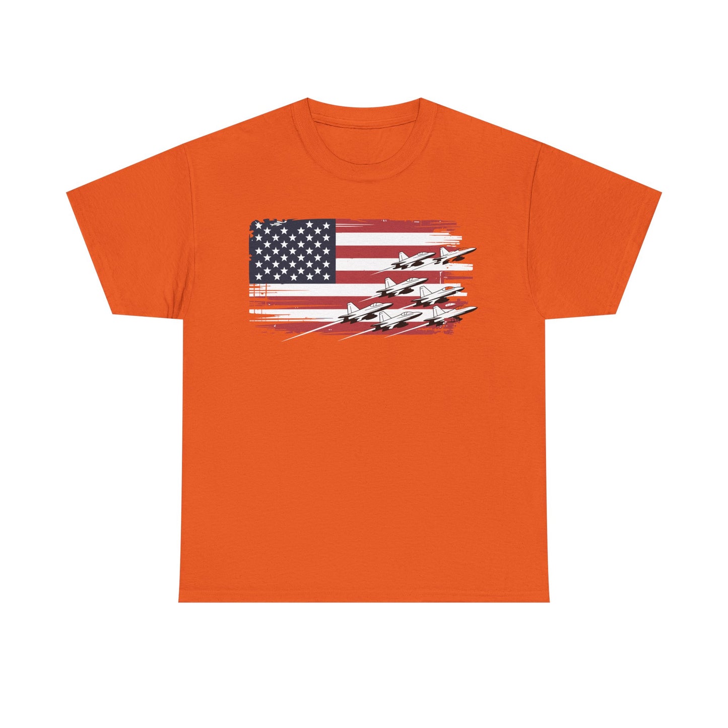 Patriotic Red White Blue USA Flag Fighter Jets 4th of July T-Shirt