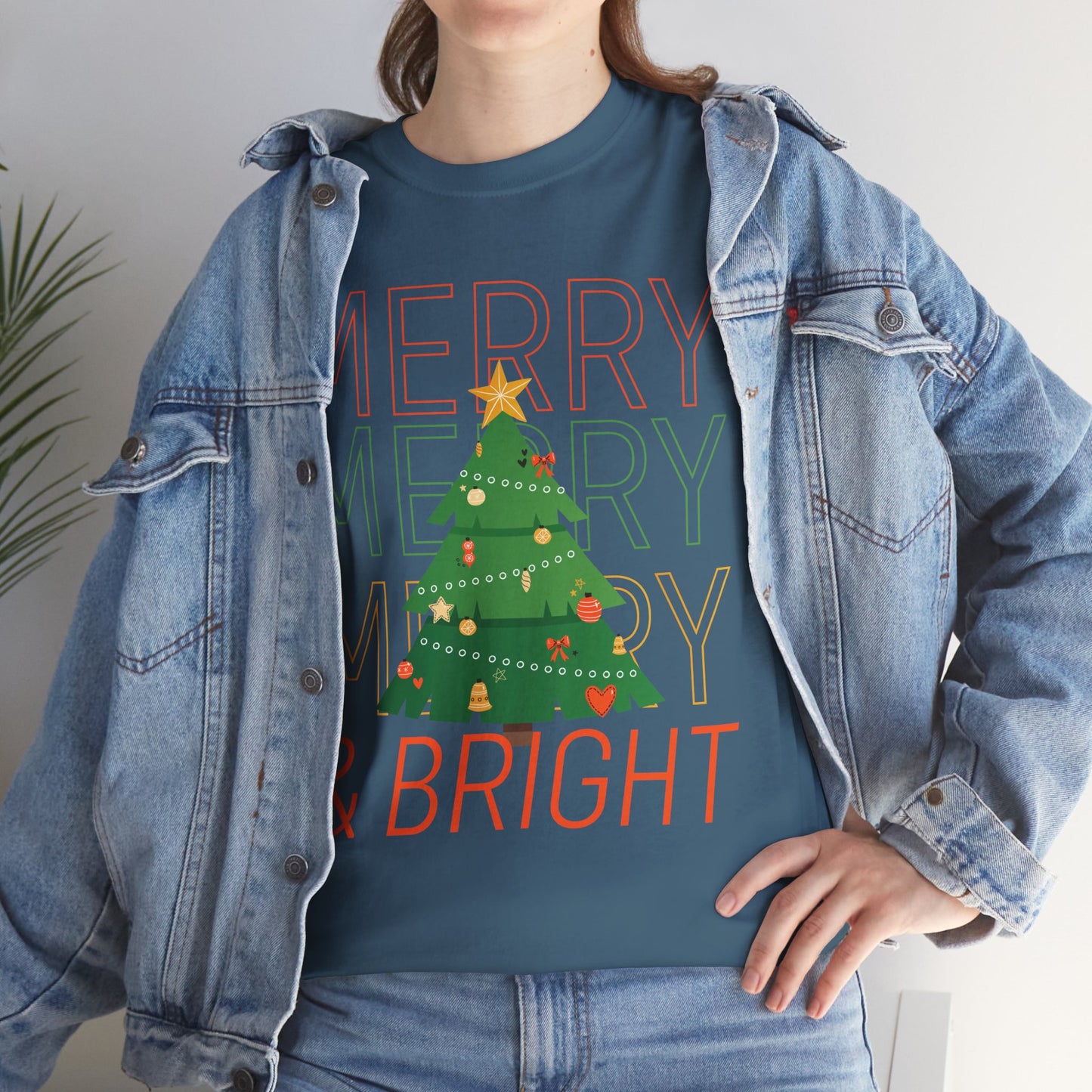 Merry and Bright Christmas Tee Cute Holiday Shirt for Men and Women
