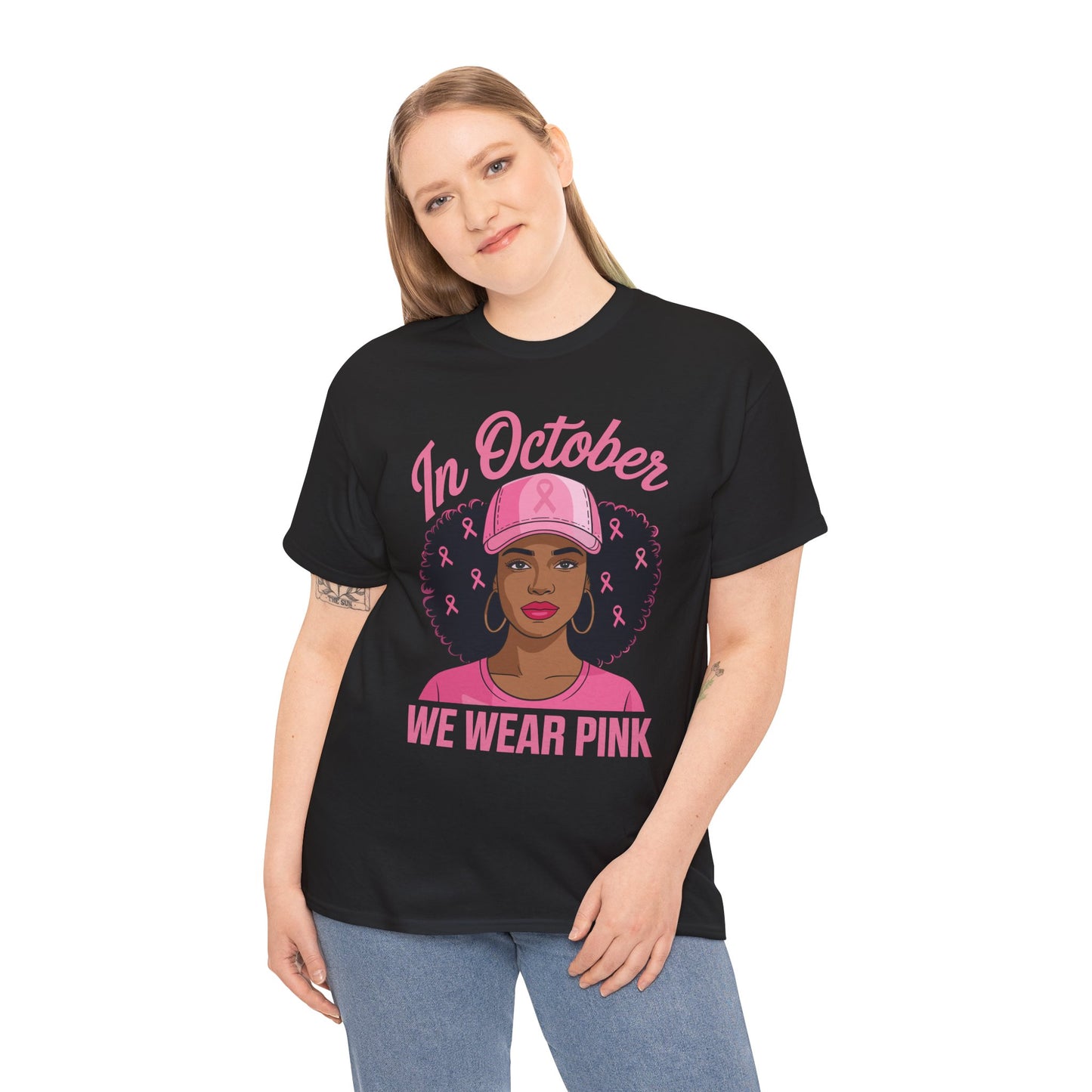 In October We Wear Pink Black Women Breast Cancer Awareness T-Shirt
