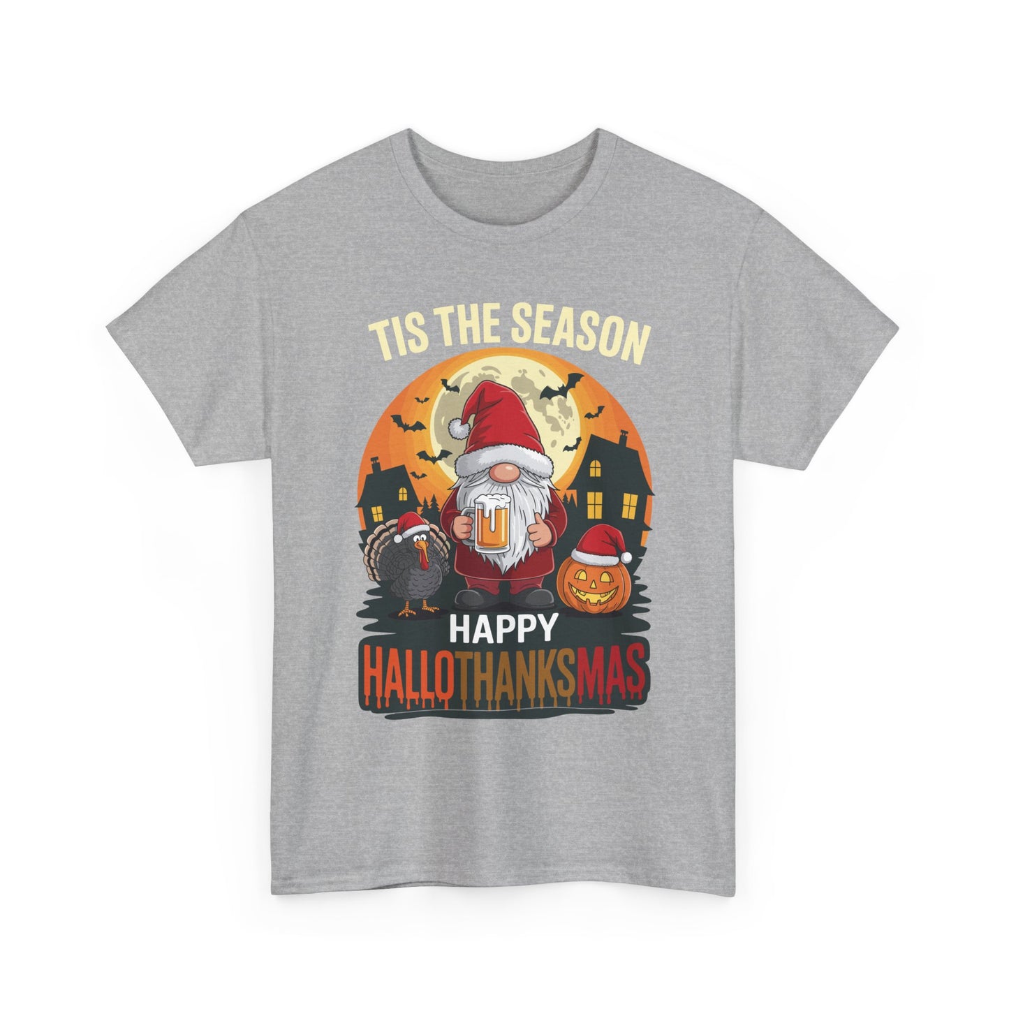 Happy Hallothanksmas Halloween Thanksgiving Merry Christmas T-Shirt