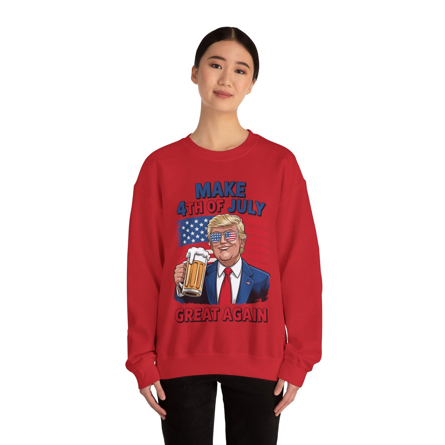 Trump Make 4th of July Great Again Men Drinking Beer Funny Sweatshirt