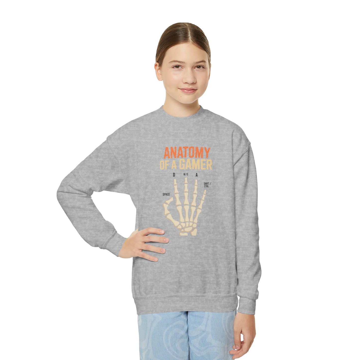 Funny Anatomy Of A Gamer Skeleton Hand Boys Kids Teens Sweatshirt